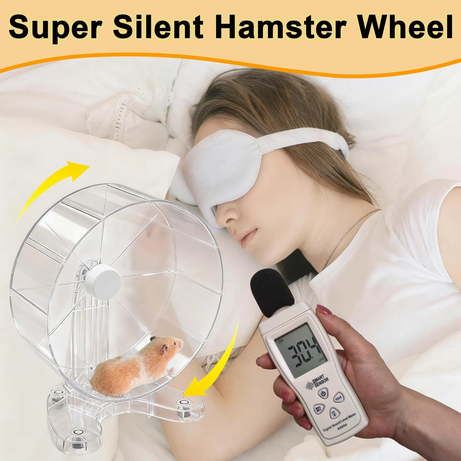 Roues d'exercice super silencieuses pour hamster, gerbilles, souris ou autres petits animaux (transparentes, grandes) de 21,6 cm