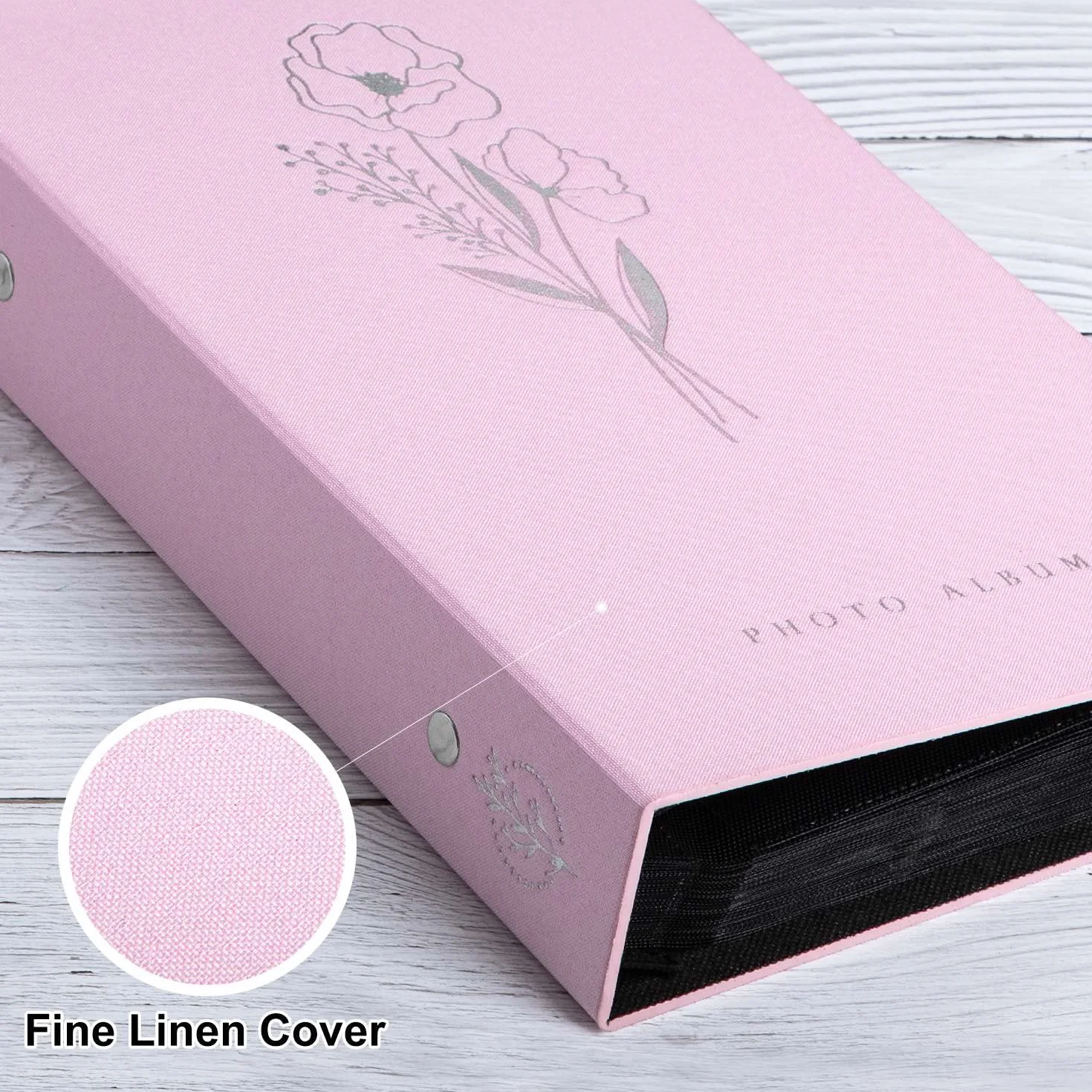 Album Photo 10x15 300 Pochette Lin Tissu Rose