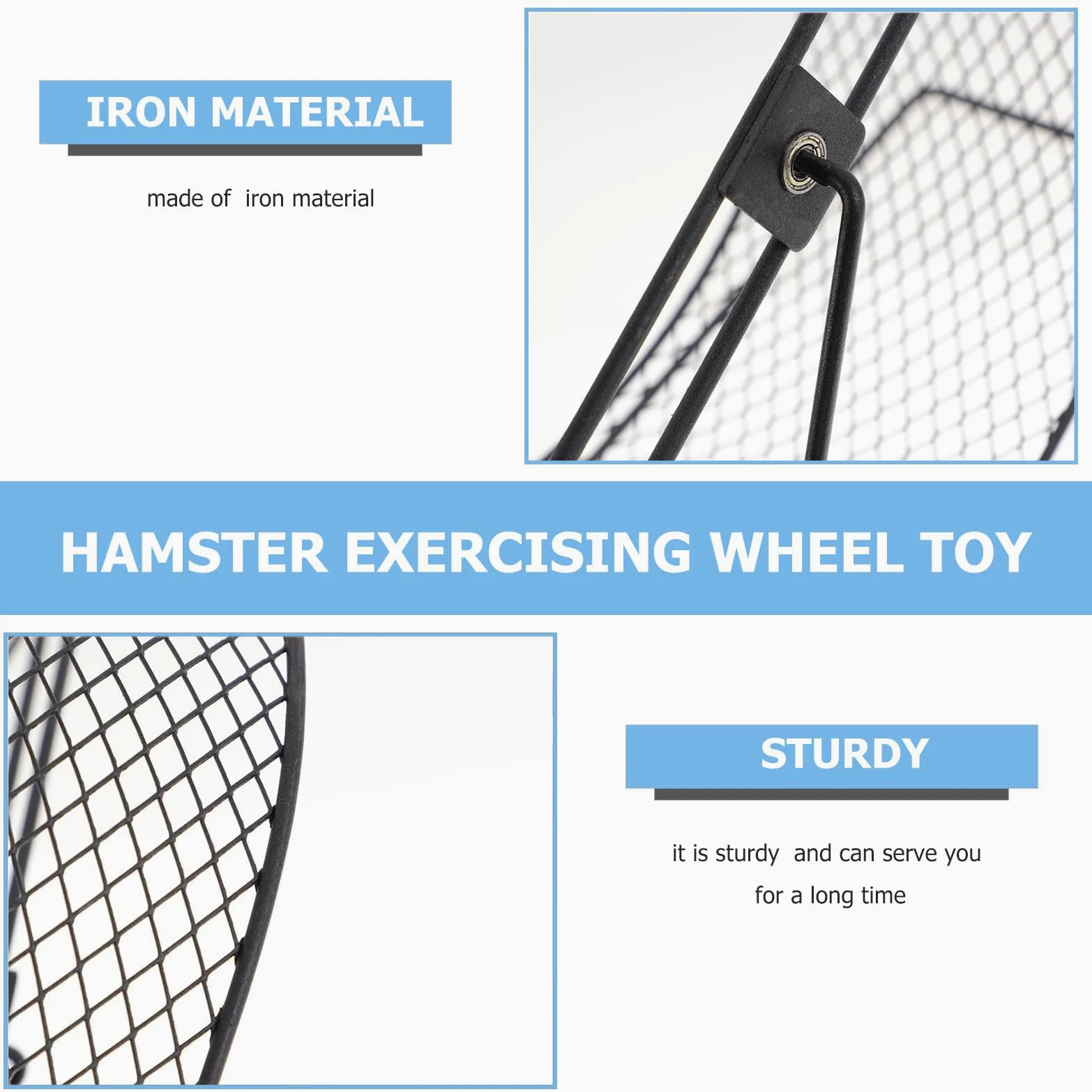 Roue Silencieuse pour Hamster en Fer, Jouet de Course Noir | Écureuil et Hérisson, Fonctionnement Silencieux, Exercice et Course Sûre, avec Support Stable