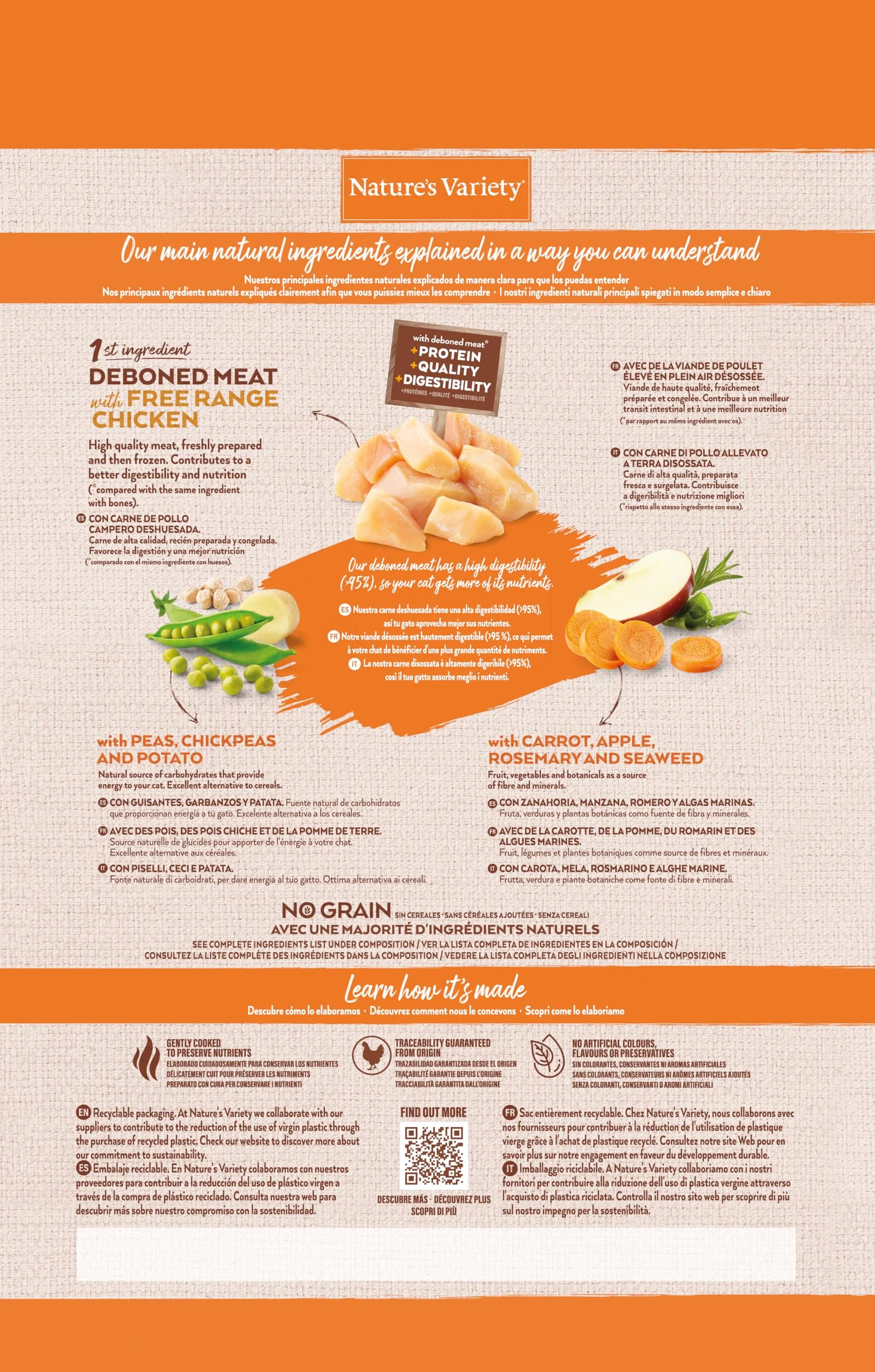 Nature's Variety Selected Croquettes pour Chats Adultes Stérilisés Sans céréales Poulet élevé en plein air 3kg