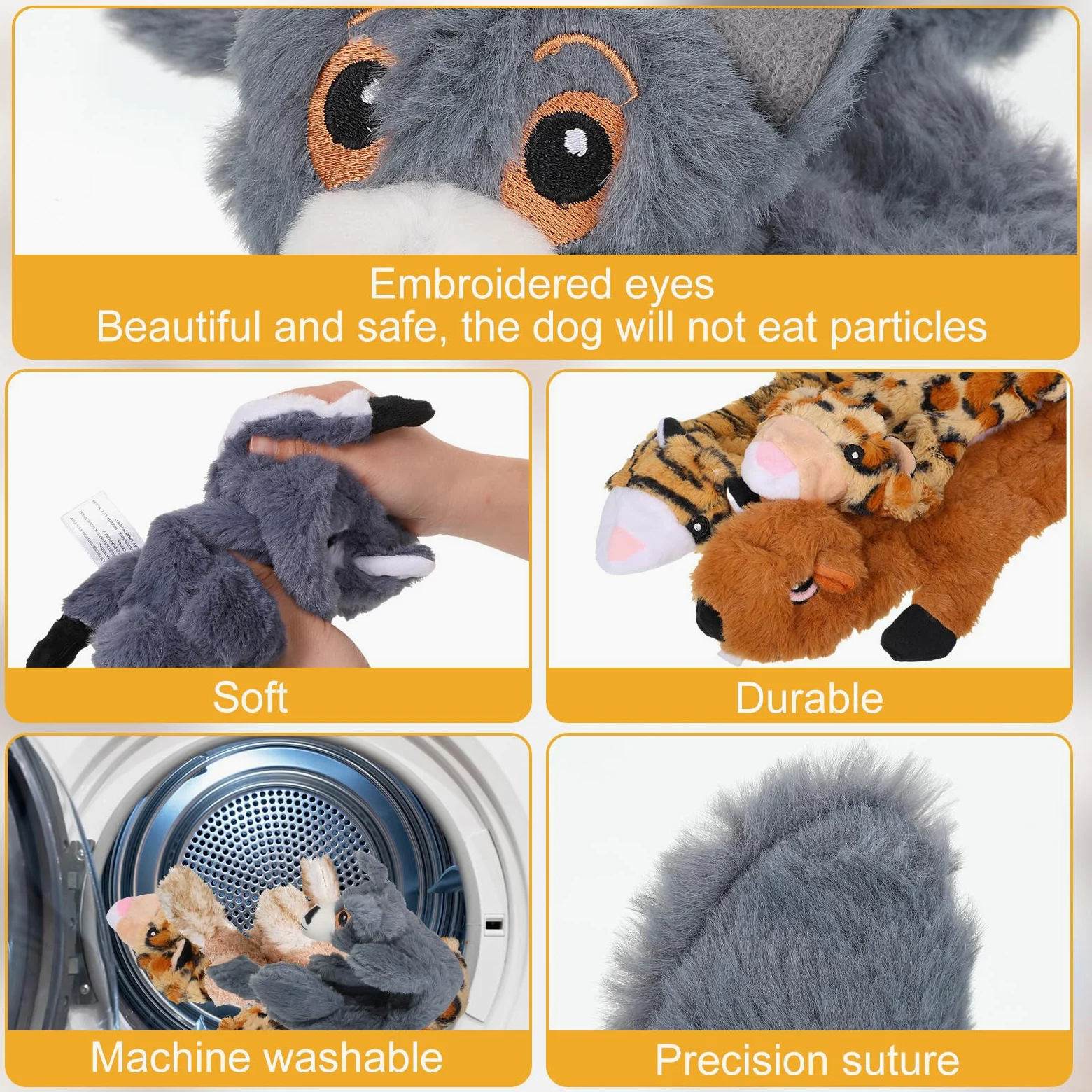 Lot de 10 jouets couineurs pour chien sans rembourrage - Jouet froissé pour chiens agressifs - Jouet de dentition en peluche pour chiots de petite, moyenne et grande taille, 10 styles (style délicat)