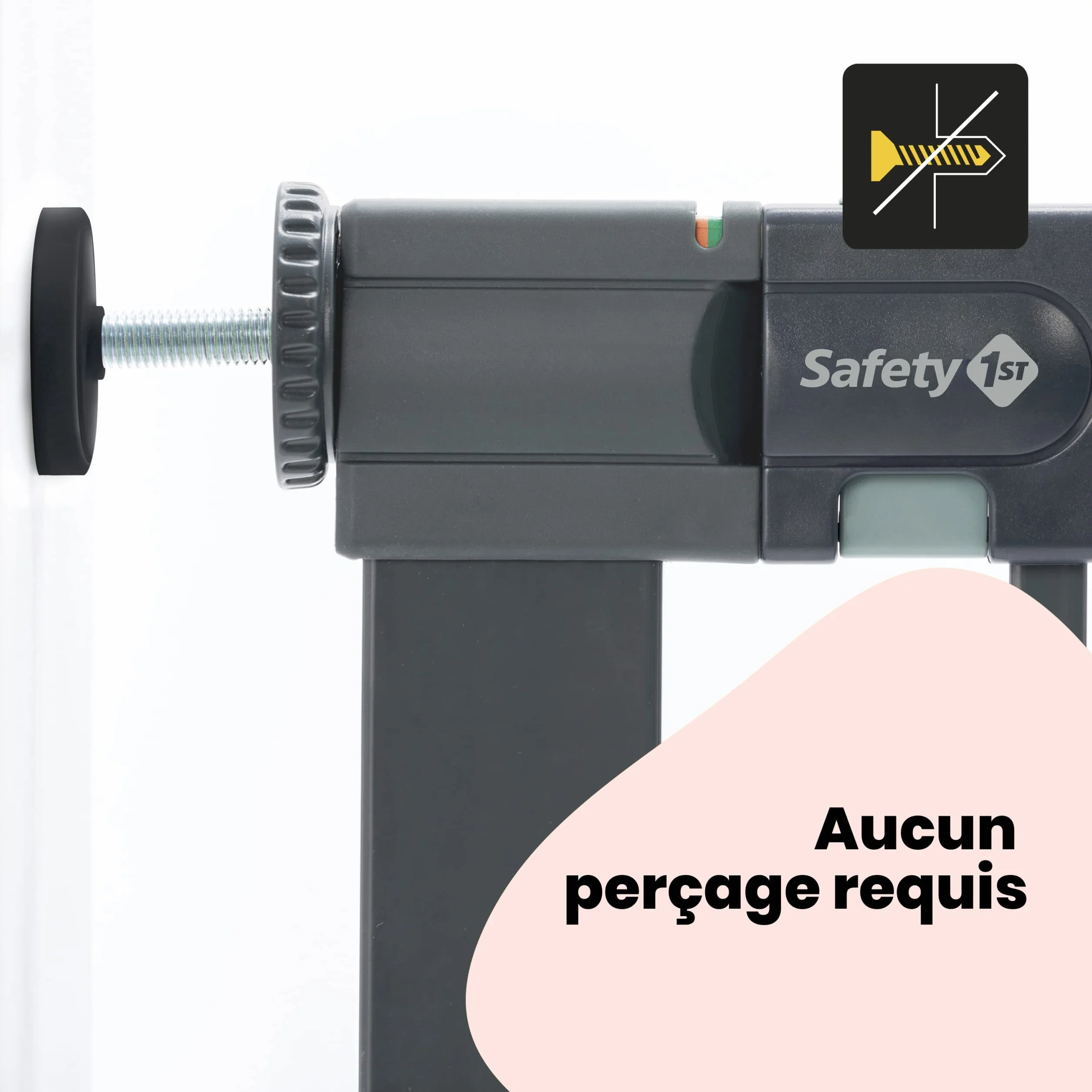 Safety 1st Easy Close Metal Gate, Barrière escalier enfant à pression 73-80 cm (max 108 cm), Double verrouillage, Noir