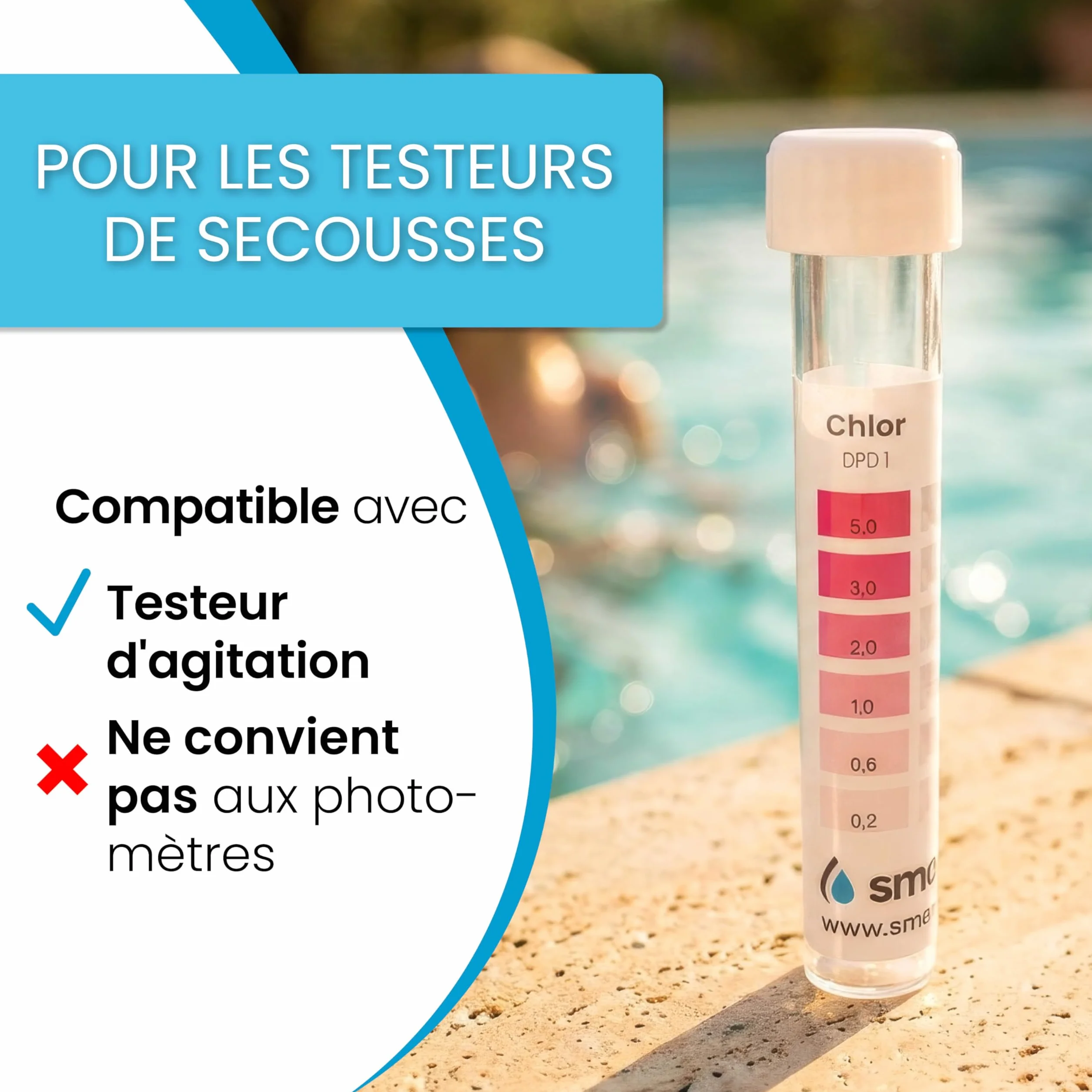 Pastilles Test Rapide pour Piscine & Spa - Test pH et Chlore avec Phenol Red & DPD1, Analyse Eau Piscine, Jacuzzi & Eau Potable, Tube à Essai, Made in Germany