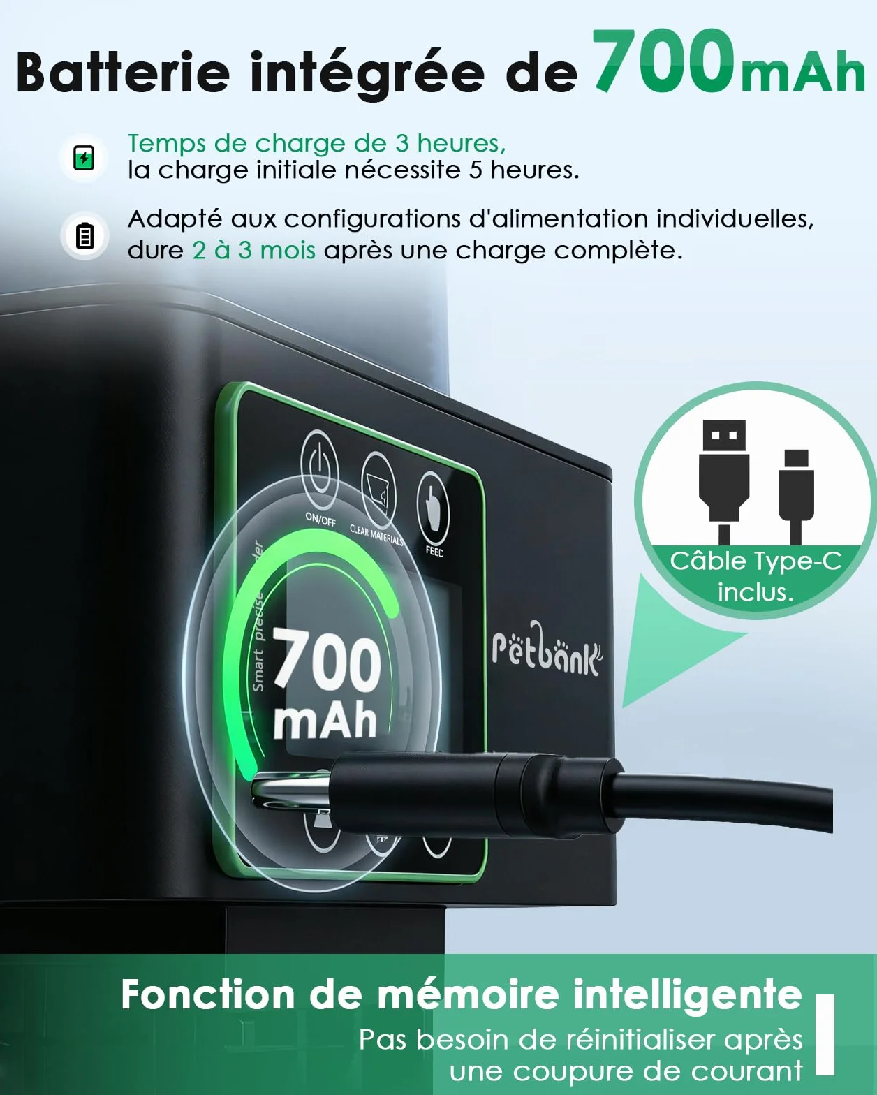 Distributeur Nourriture Poisson 230/510mL, Distributeur Automatique Poisson avec Timer, Distributeurs de Nourriture Aquarium Rechargeable USB, Écran LCD – Distributeurs de Nourriture Aquarium