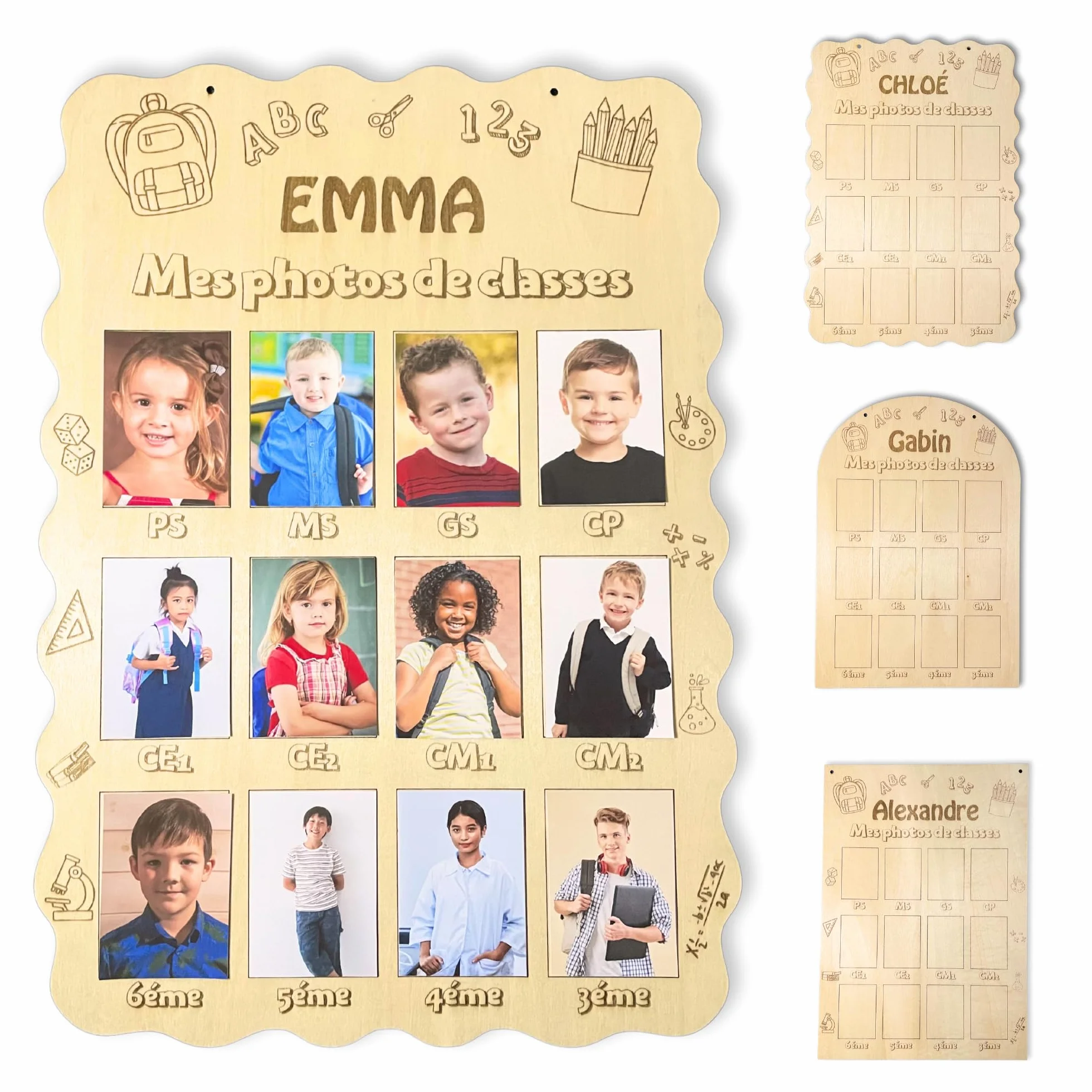 Cadre en bois personnalisé photo classe A3 28x40cm souvenir scolaire
