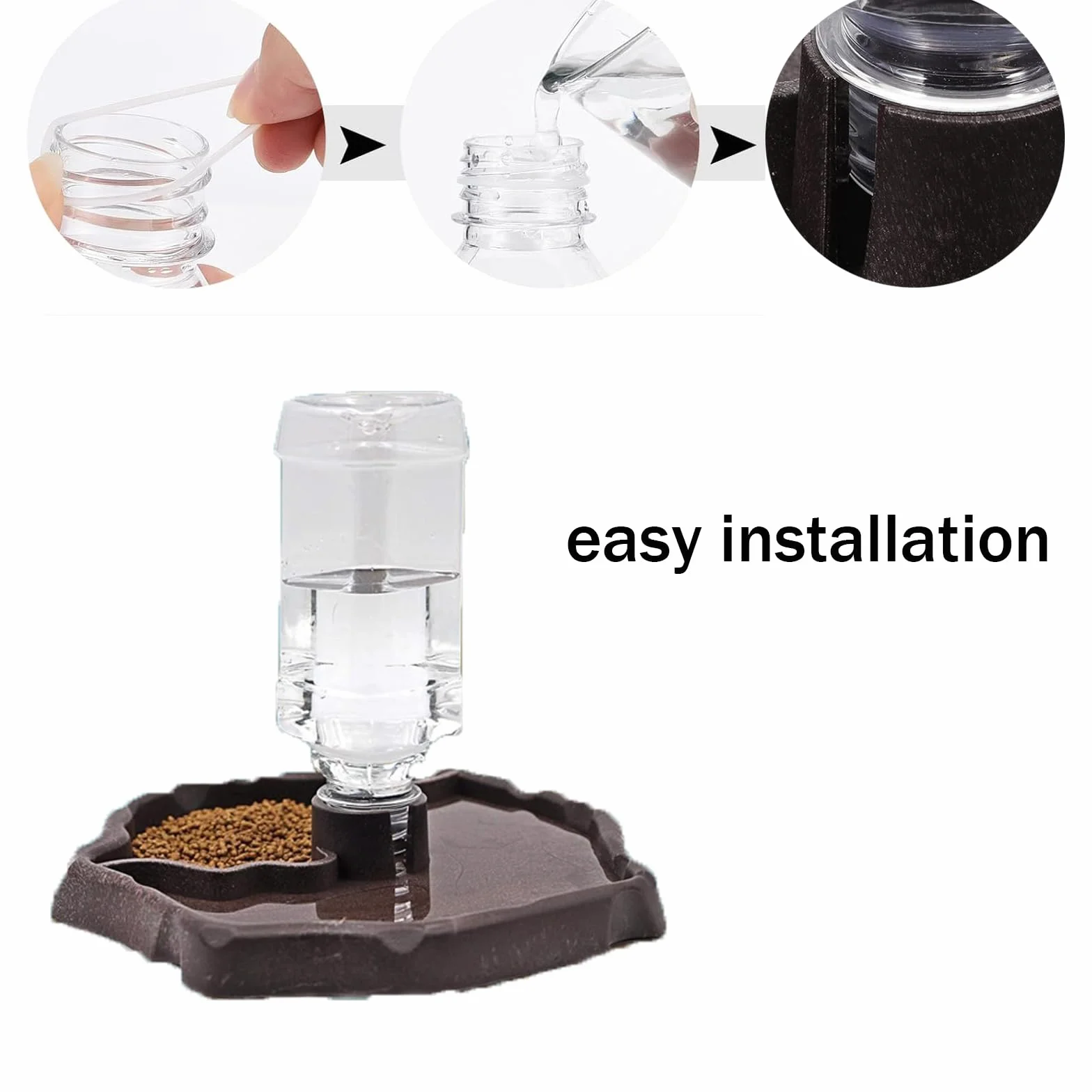 Distributeur d'eau pour Reptile 2 en 1 Anti Débordement Plastique Bol pour Tortues, Hamsters, Lézards