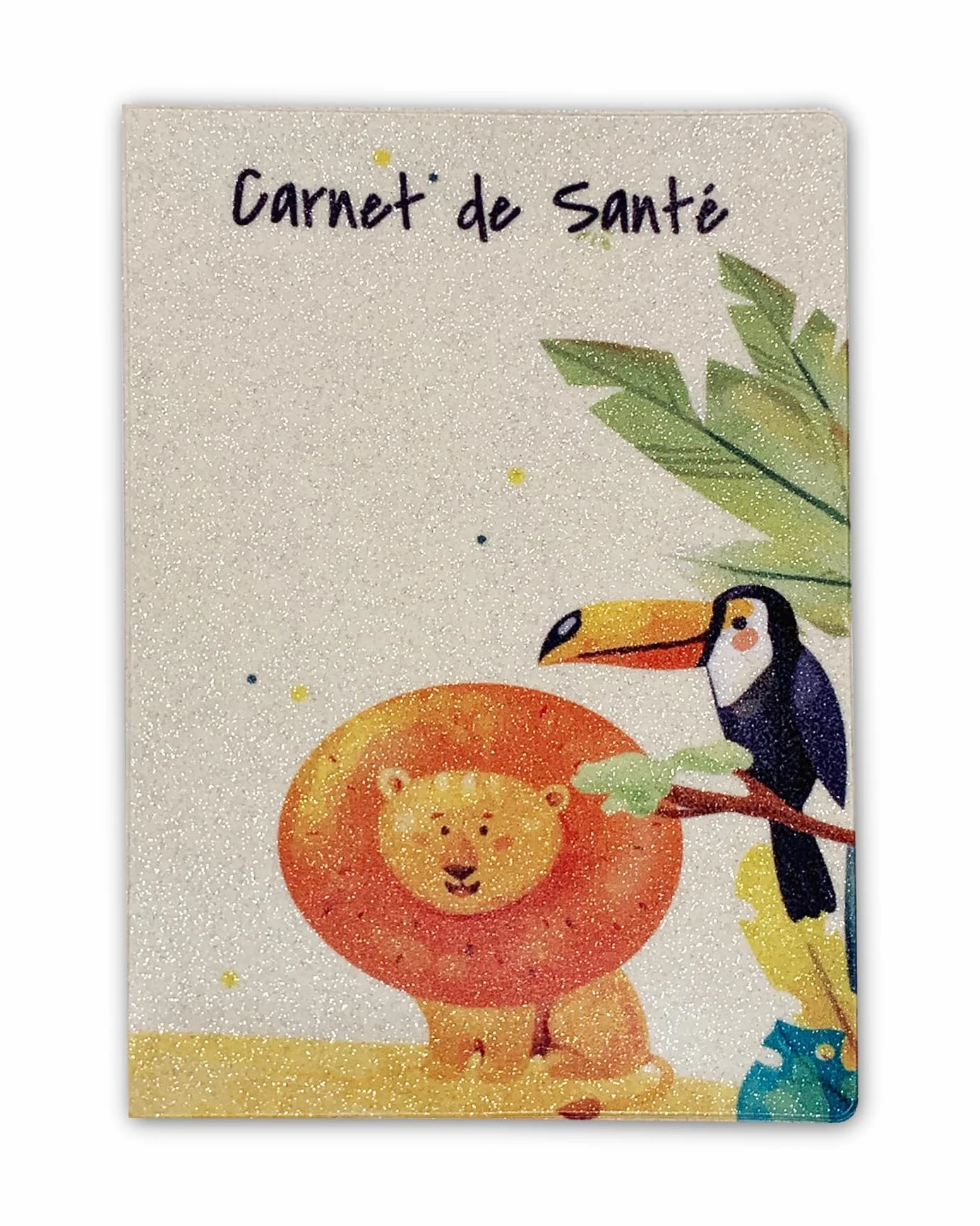 Nemau Protège Carnet de Santé Enfant Bébé Fille Garçon Gomme Expansée Pailletée Étui Protection Carnet Médical Modèle Lion Toucan