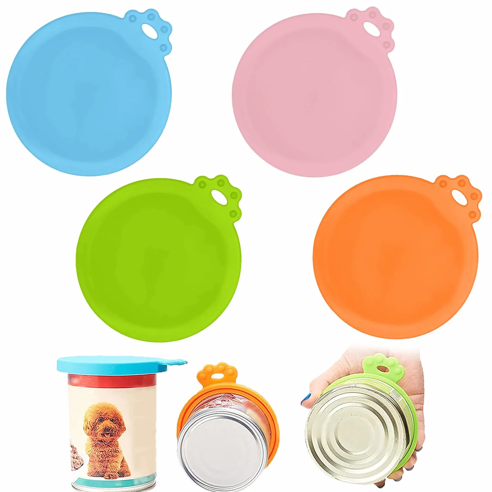 Couvercle Conserve, 4 Pièces Couvercles en Silicone pour Boîte, Couvercles de Conserve Pour Chien Chat Alimentaire Universels, Pet Food Can Lids pour Le Stockage des Aliments pour Chiens et Chats