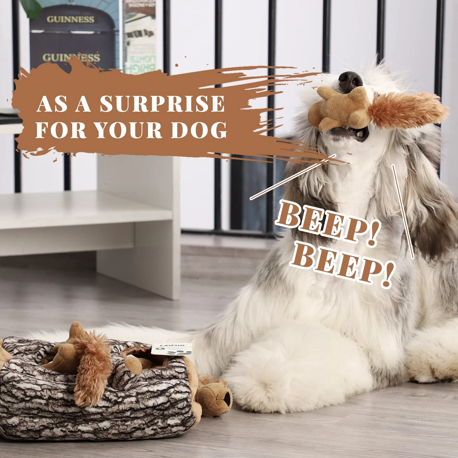 LaiFug Jouet en Peluche pour Chien en Forme d'écureuil caché, Jouet interactif couineur pour Chien, Taille XL