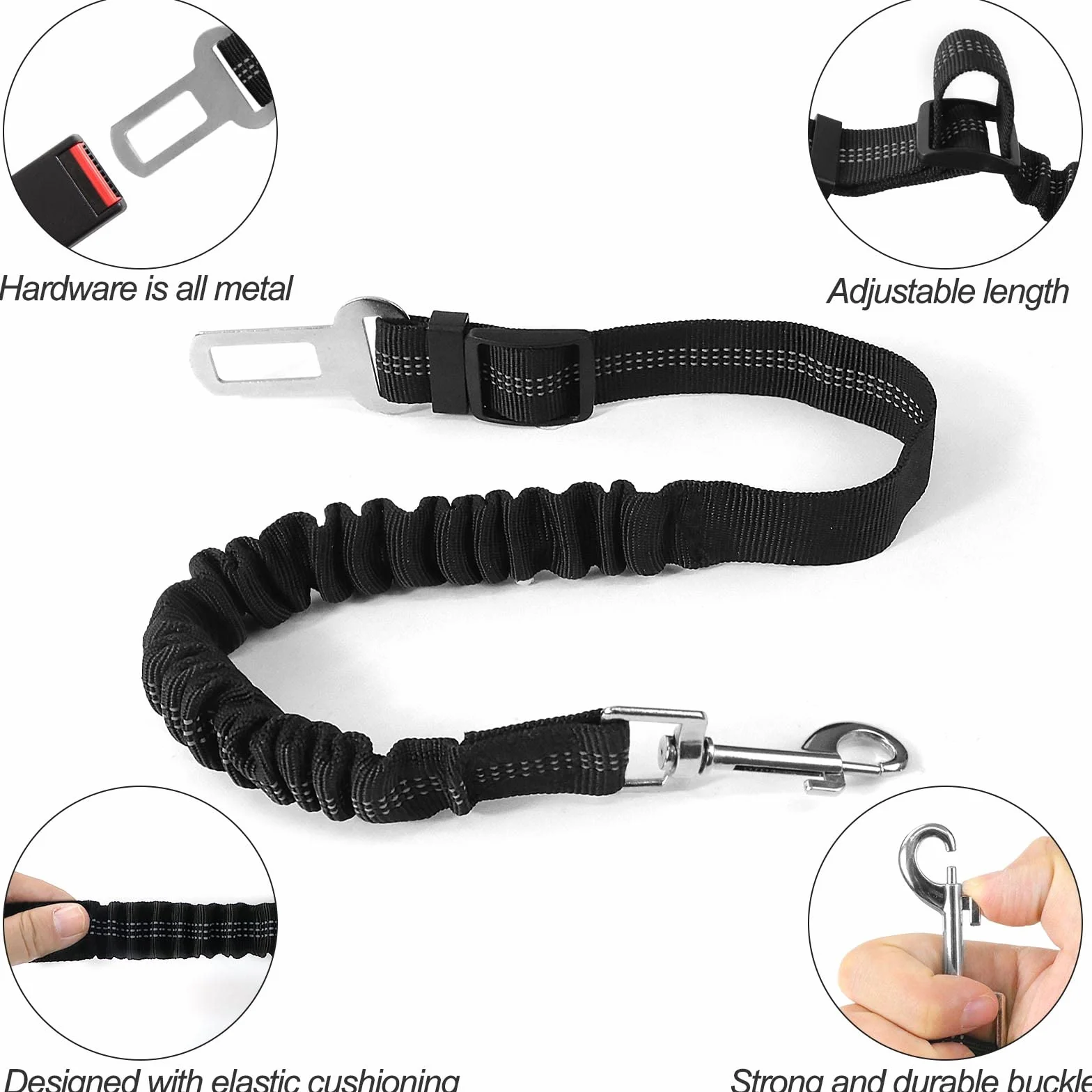 Redamancy Ceinture Securite Chien Voiture Harnais avec Absorption des Chocs Mousqueton