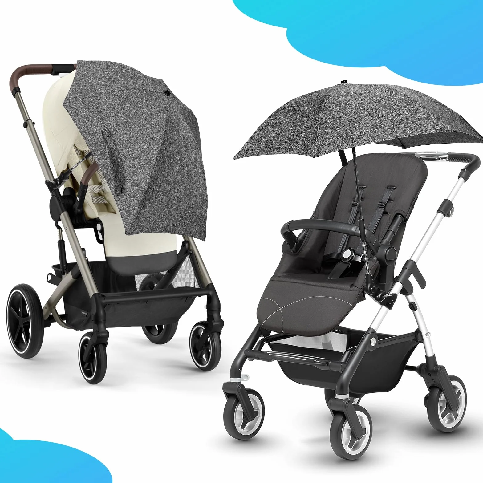 Ombrelle Poussette Universelle 78 cm Parapluie Protection Solaire UV 50+ Bébé Confort Extérieur