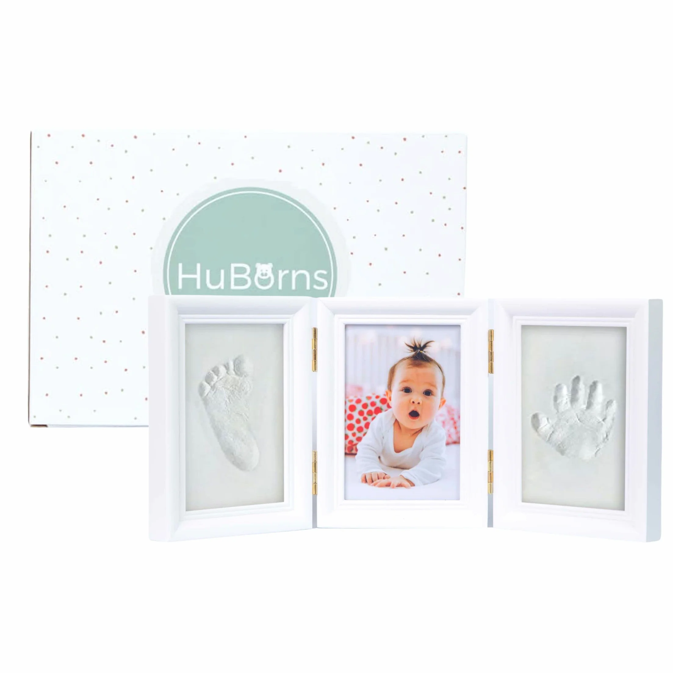 HuBorns Cadre Empreinte Main Pied Bebe Kit Argile Anti-fissuration Cadeau Naissance