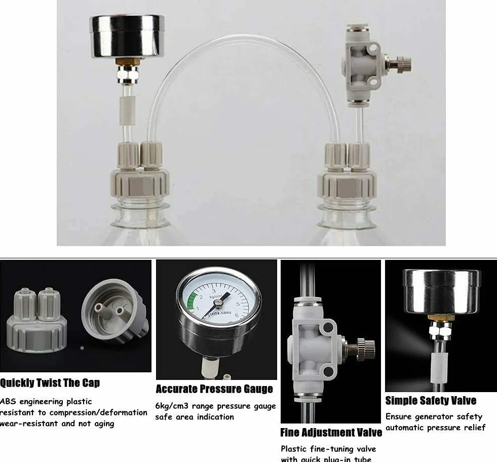 Kit système CO2 aquarium DIY générateur CO2 pour plantes d'eau avec valve bouteille manomètre