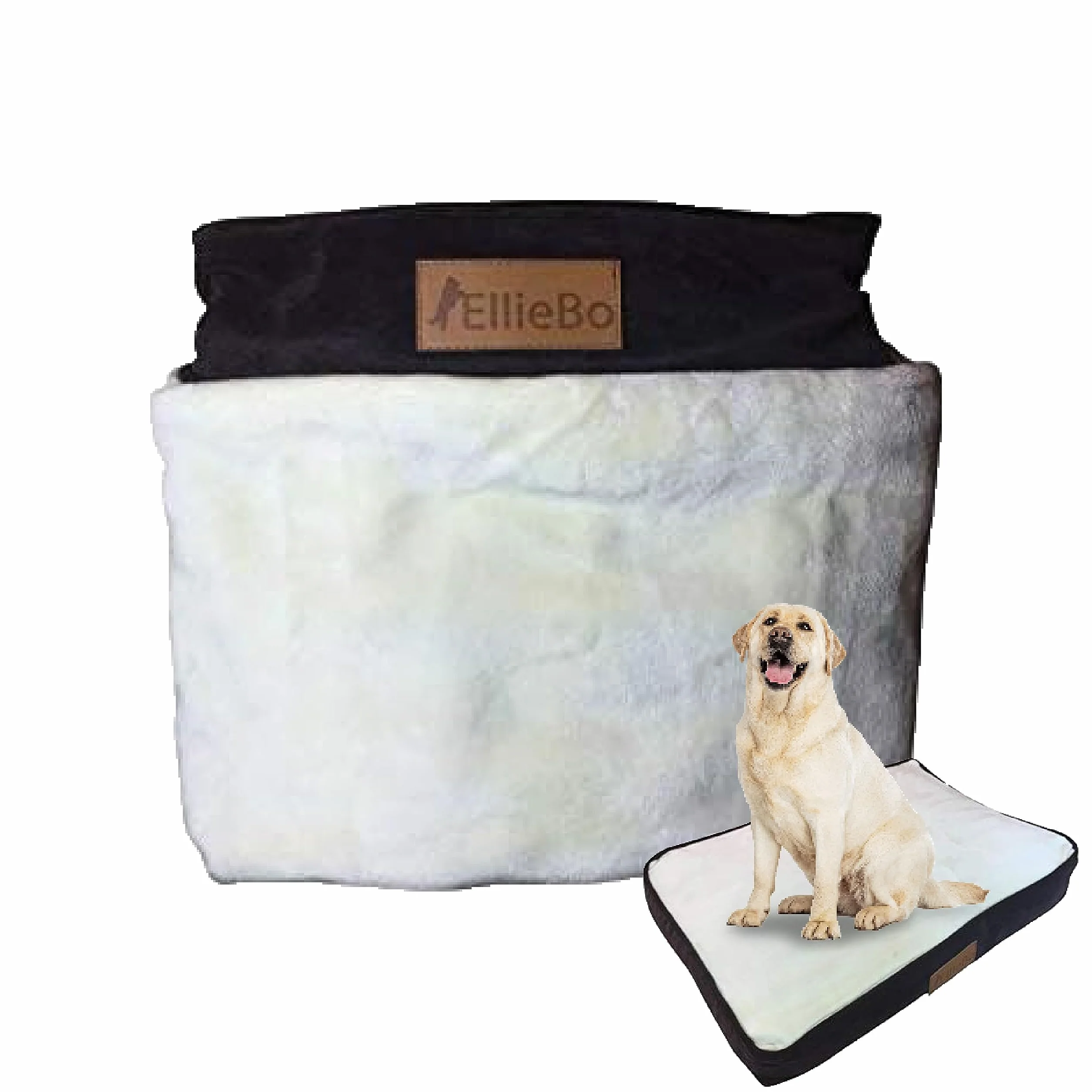 Couverture de lit pour Chien en Velours côtelé avec Dessus en Imitation Fourrure, 87 x 57 cm, Marron/Beige