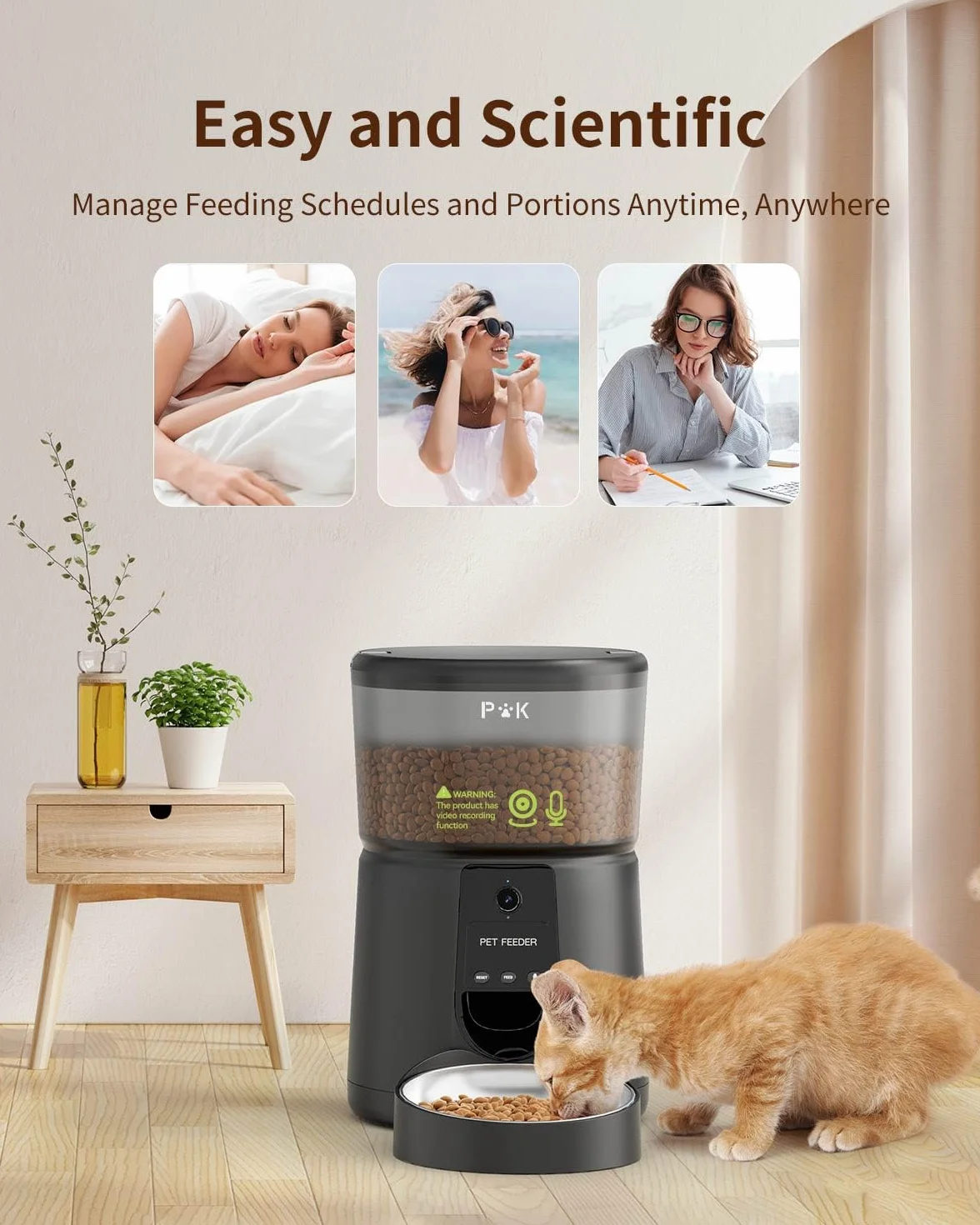 Puppy Kitty Automatyczny Dozownik Karmy dla Kota z Kamerą 1080P WiFi APP Nocne Widzenie Stal Nierdzewna 1-8 Posiłków