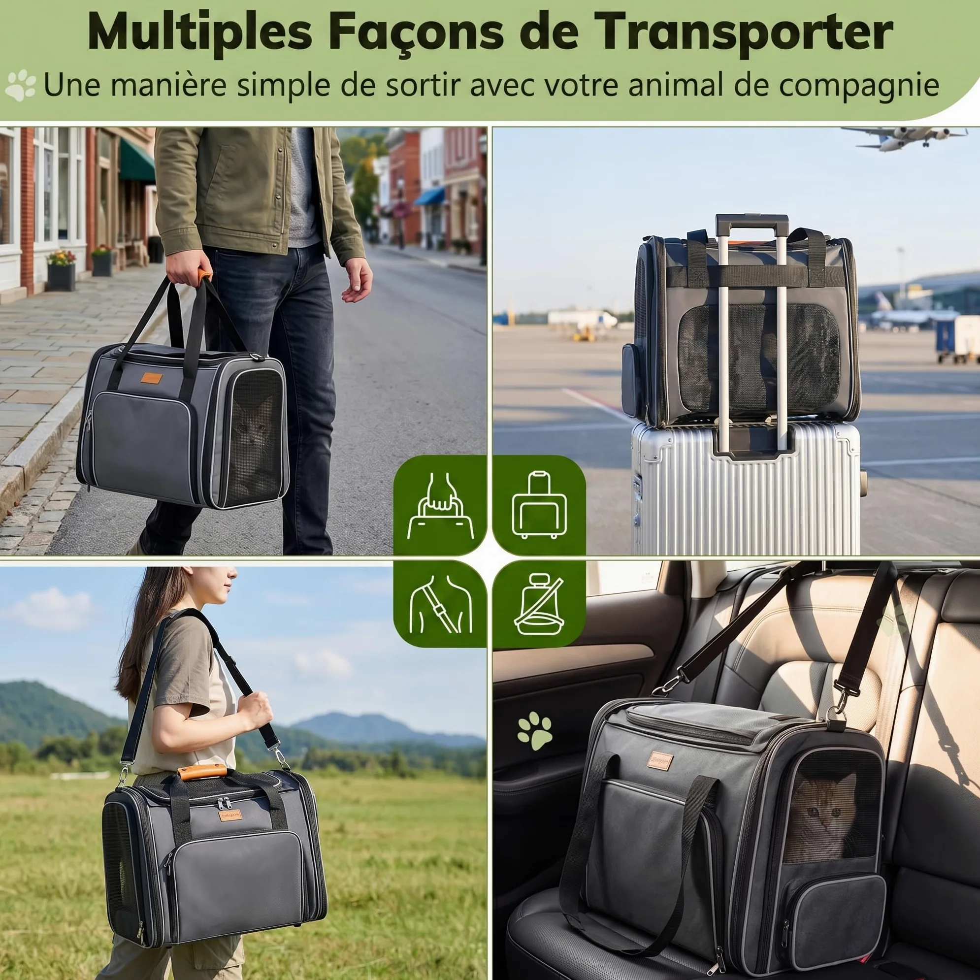 Morpilot Sac de Transport Extensible pour Chat - Extra Stable - Tissu en Maille Respirante pour Animaux de Compagnie