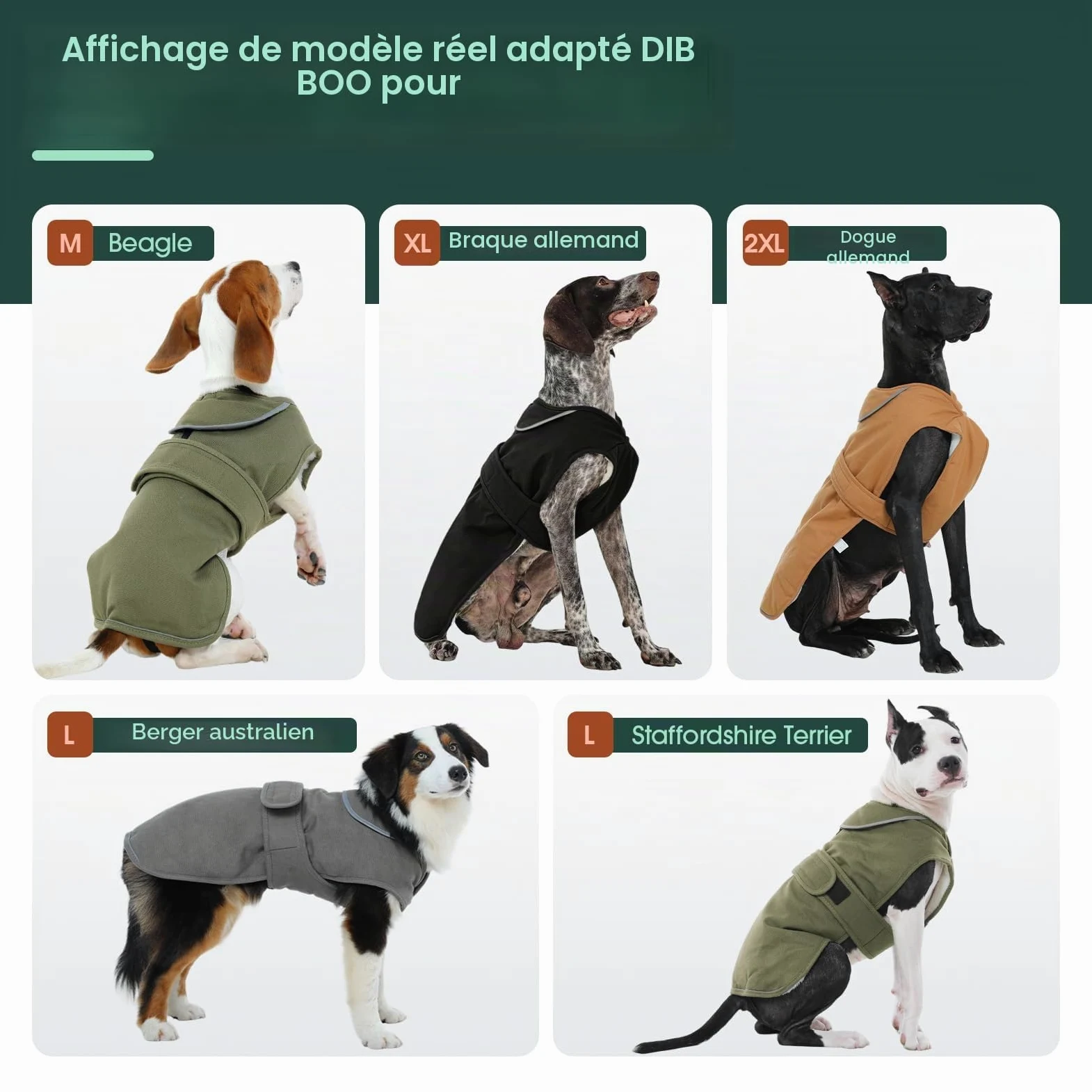 Kuoser Manteau d'hiver pour chien, veste polaire réfléchissante, imperméable et coupe-vent, XS-3XL
