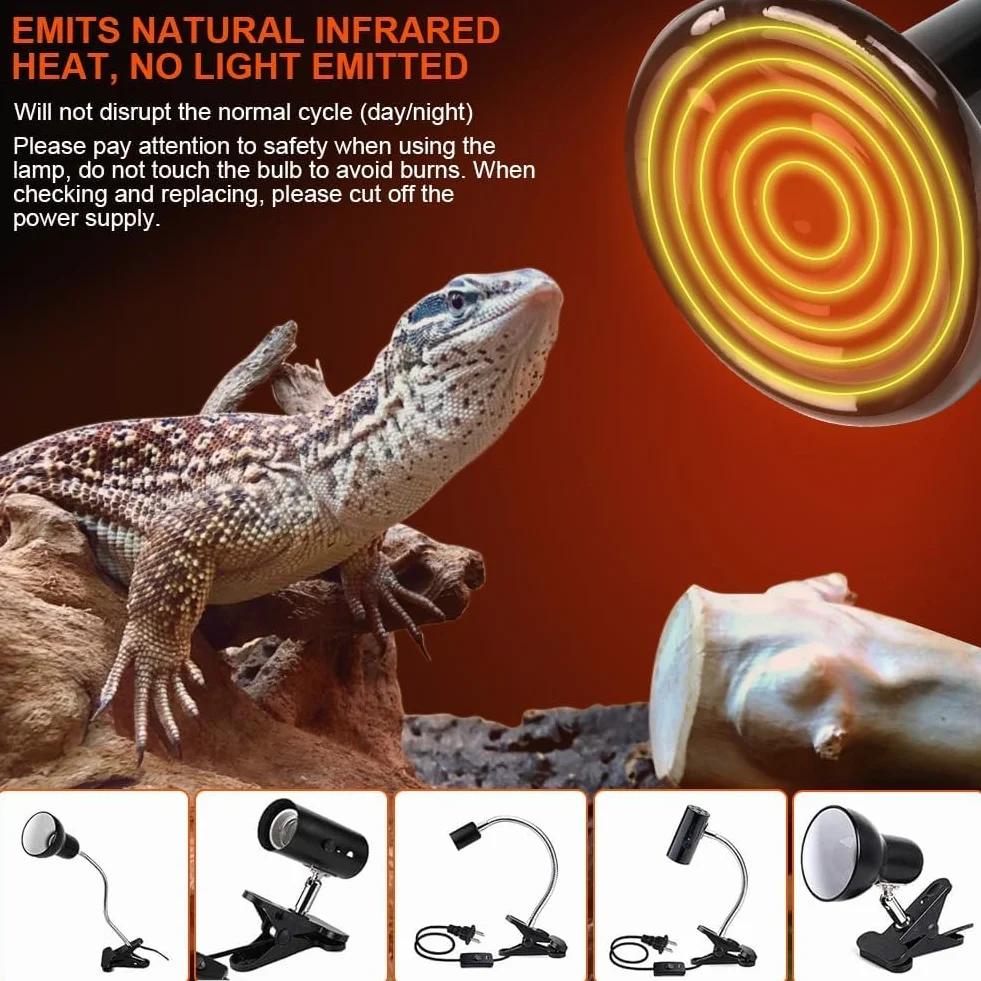 Ampoule Céramique Chauffante 220V 100W E27 Reptiles Noire Infrarouge