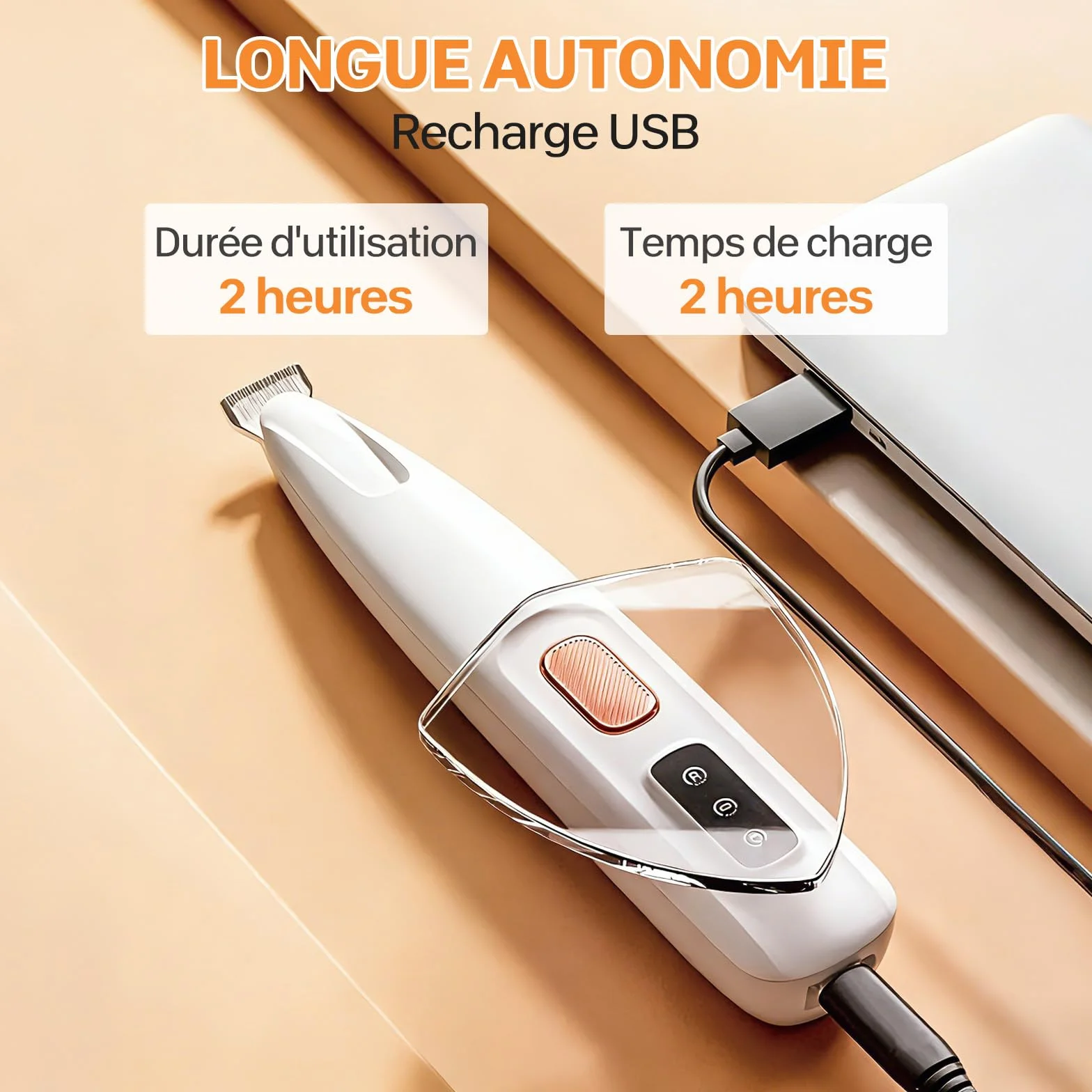 Tondeuse Électrique Ultra-Silencieuse pour Chat, USB Rechargeable, Lames Sûres