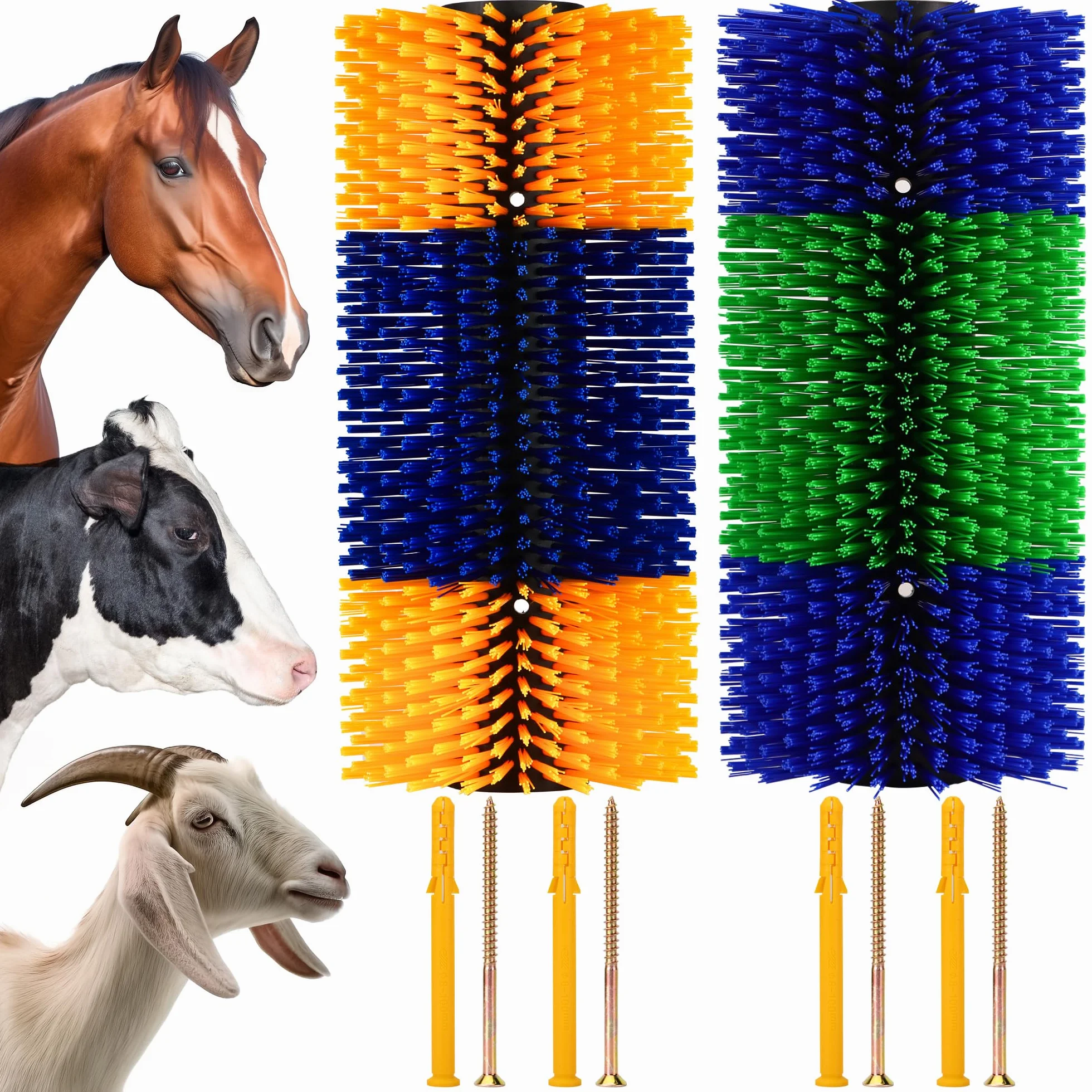 Brosses à Gratter pour Bétail - Lot de 2 Brosses de Toilettage pour Chevaux, Chèvres, Vaches