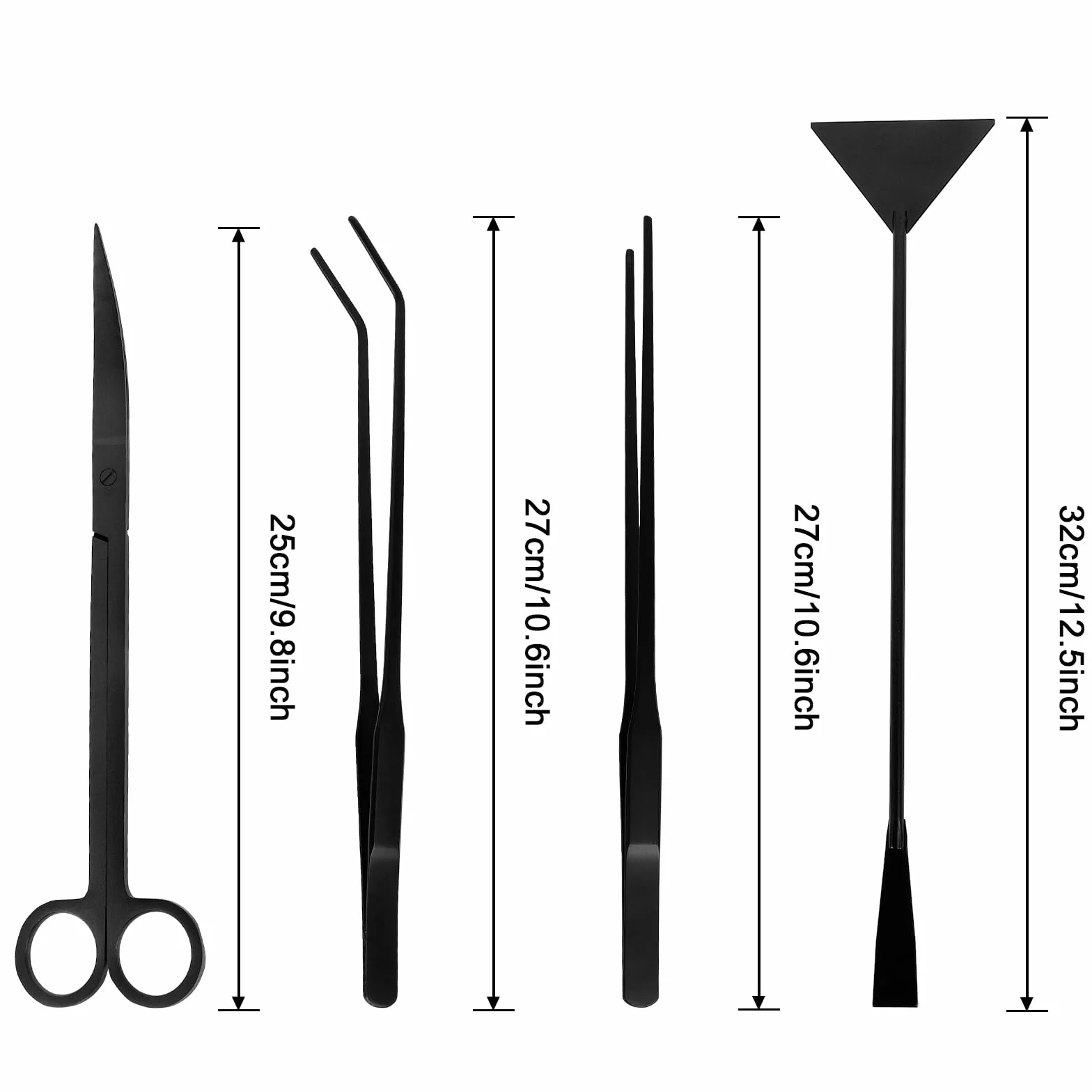 Kit de démarrage pour terrarium aquarium 4 en 1 en acier inoxydable - Pince à épiler longue, ciseaux et spatules
