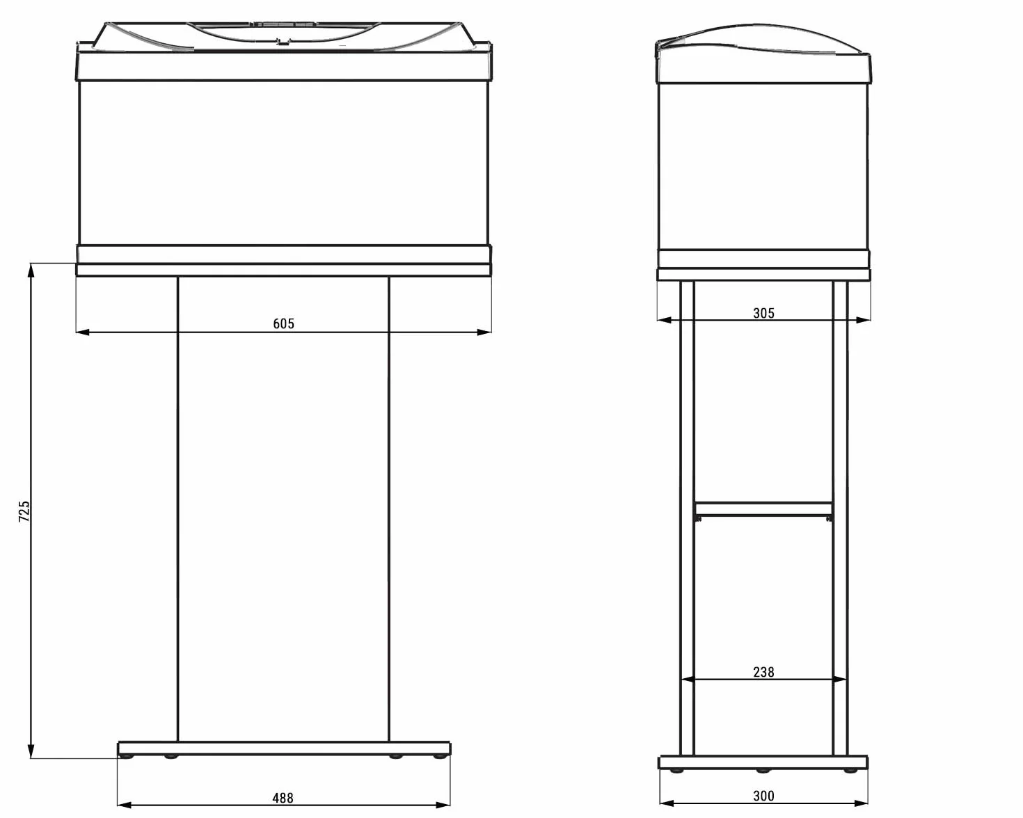 Tetra Meuble de Base pour Aquarium Noir pour Aquariums Starter Line 54/80 L
