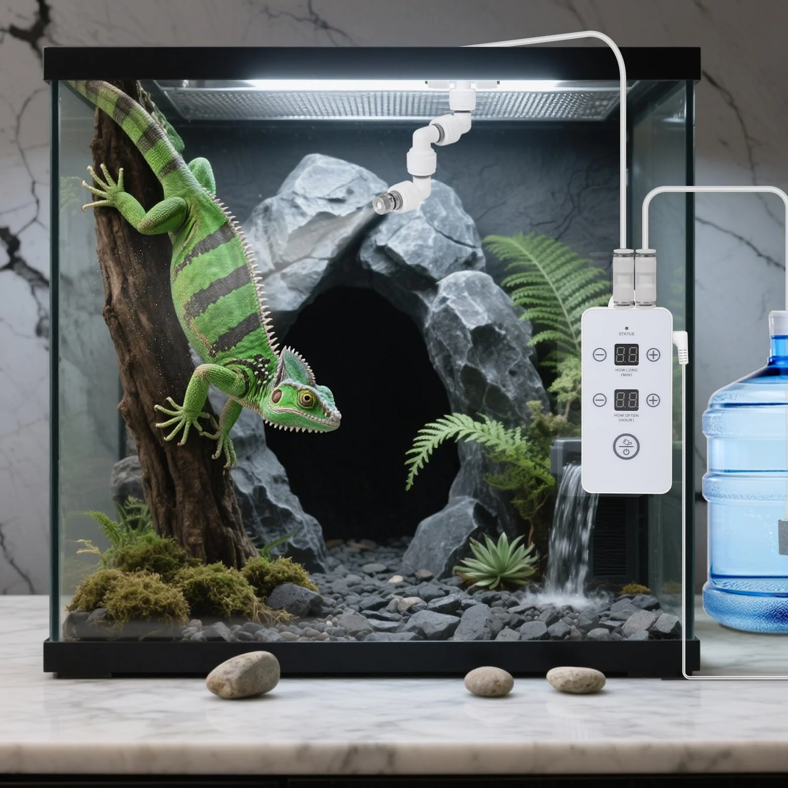 CPROSP Brumisateur Terrarium Reptile, Système de Brumisation avec Minuterie, Buse Réglable 360°, Humidificateur pour Reptiles Amphibiens Plantes