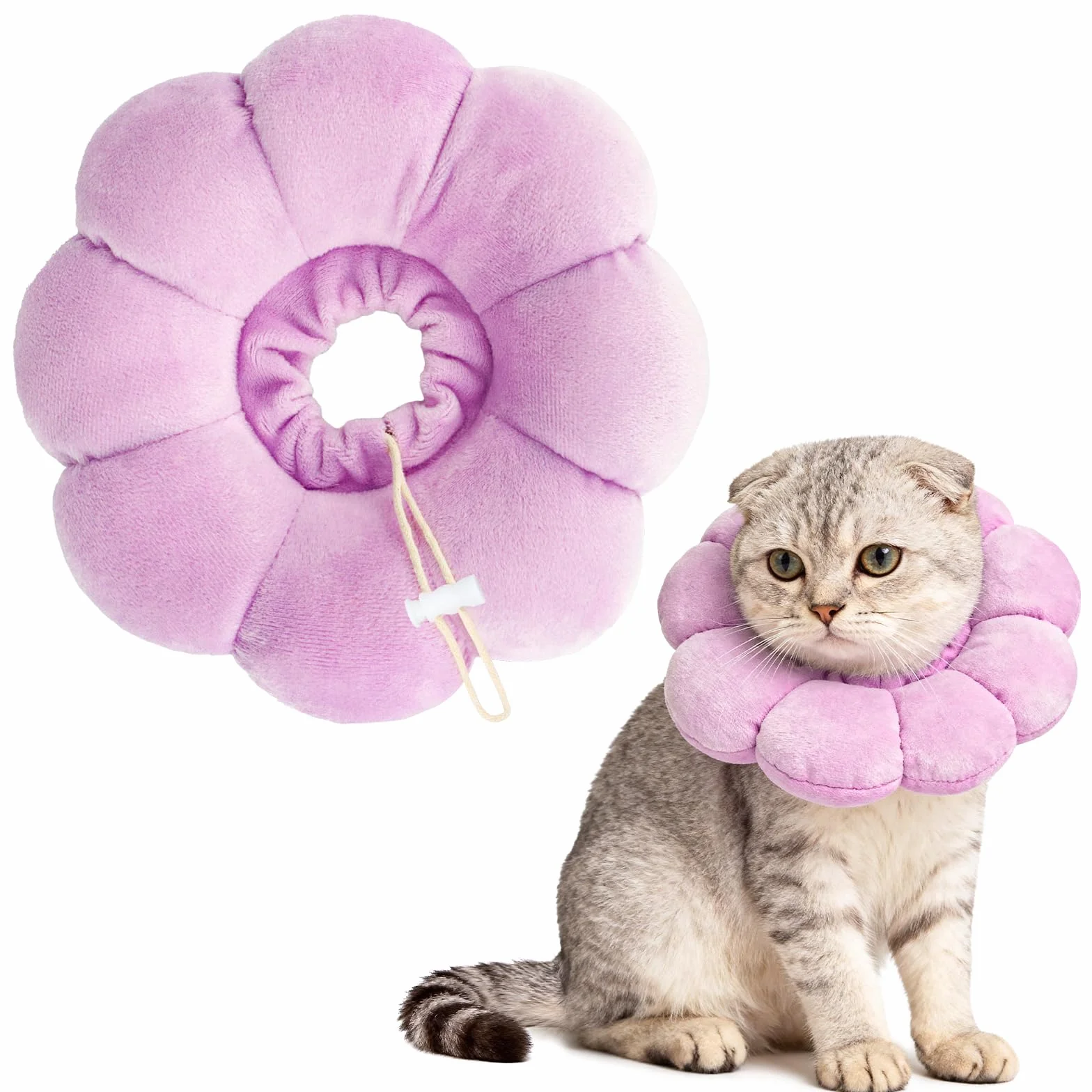 Colerette Chat Anti Léchage Ajustable Doux Tournesol