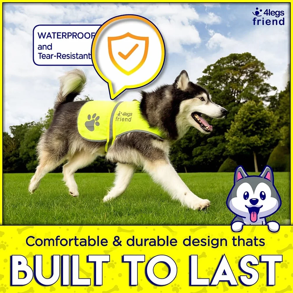 Gilet de Sécurité Réfléchissant pour Chien 5 Tailles Haute Visibilité Jour et Nuit