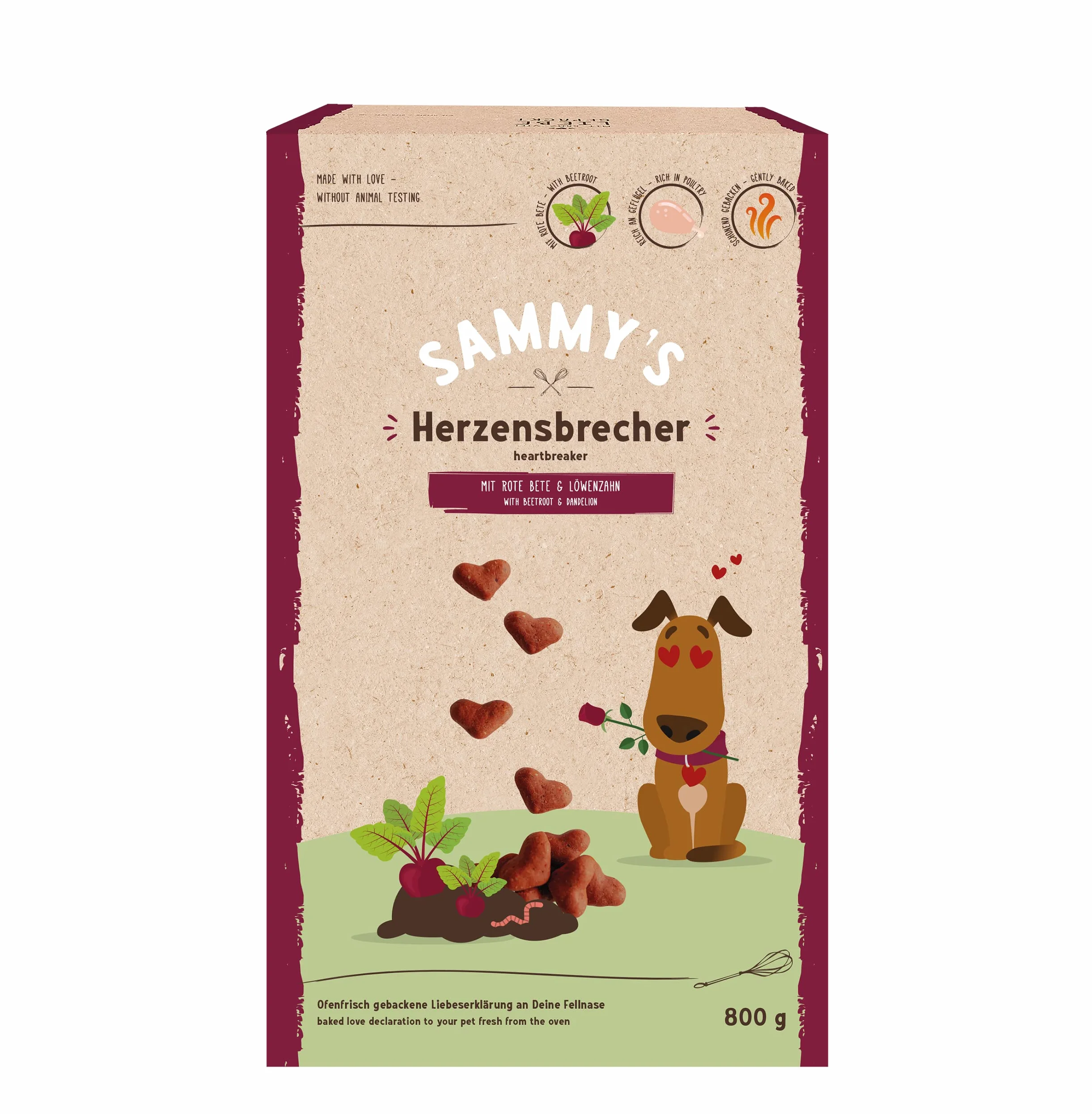 Sammy's Heart Briseur de cœur pour Chien avec Betterave et Pissenlit 800 g