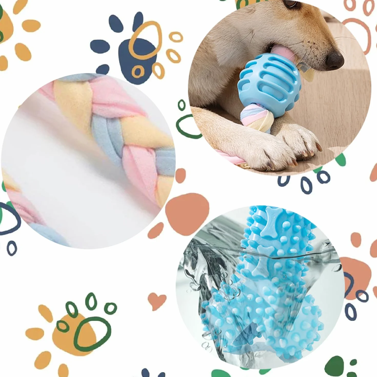 Jouet Interactif Chien avec Corde et Balle, Jouets Dentition en Coton pour Chiens