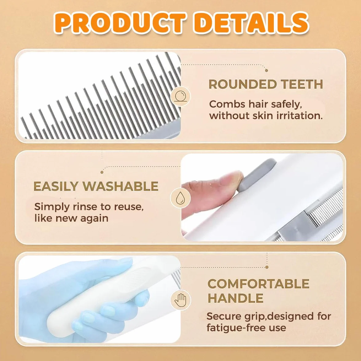 Brosse Chat Auto-Nettoyante Peigne Double Dents Larges et Fines Blanc Set 2 Pièces pour Élimination Poils Chats et Chiens
