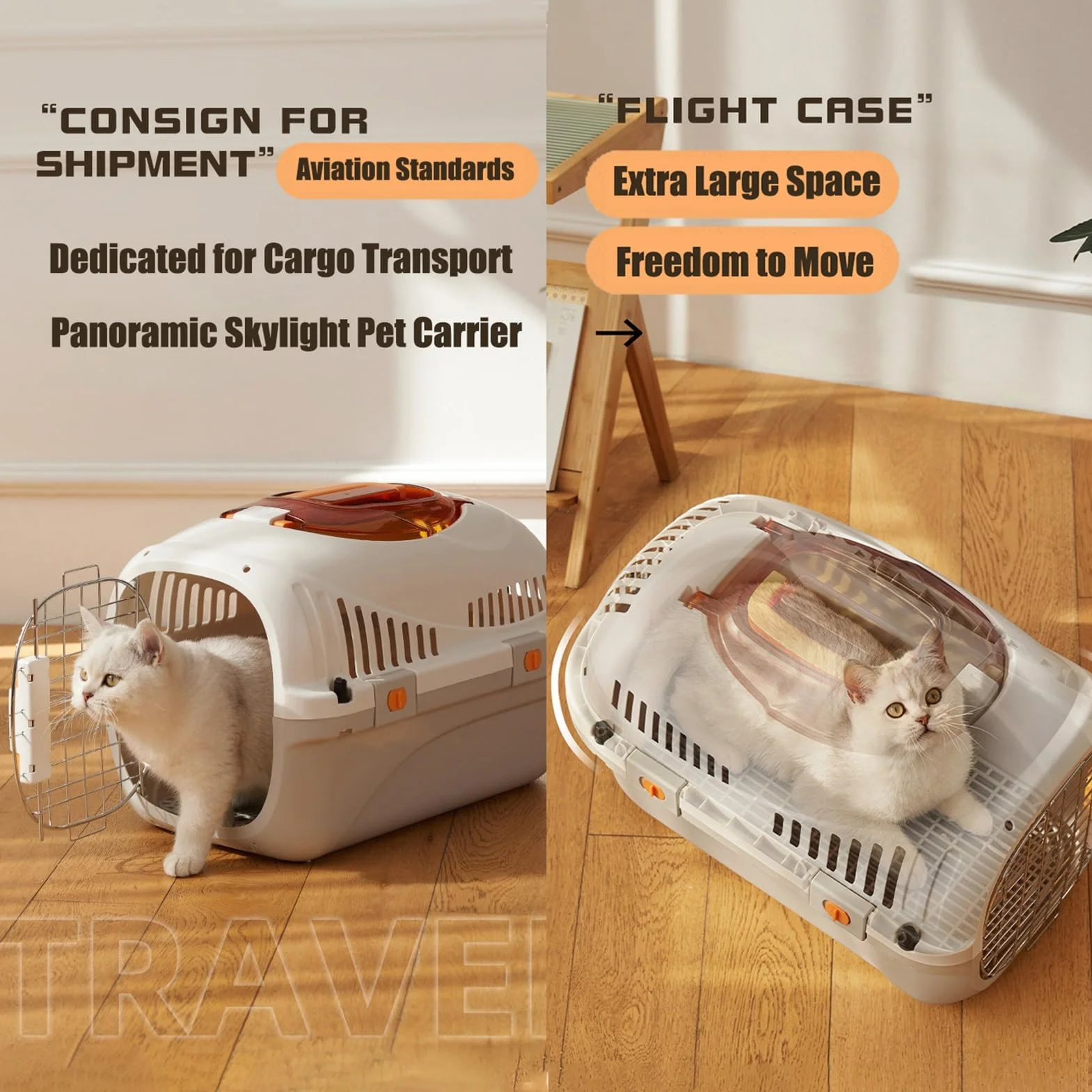 Cage de Transport pour Voiture Approuvée par les Compagnies Aériennes pour Chats et Petits Chiens avec Bol d'Eau et Coussin Blanc