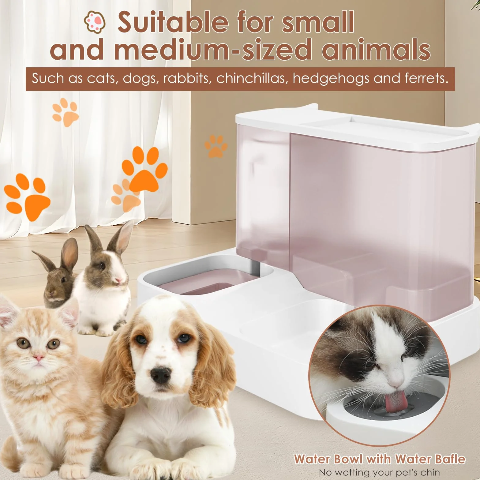 Distributeur 2 en 1 Chats Chiens Gamelle 2,8 L Abreuvoir 1 L par gravité Siphon sans BPA