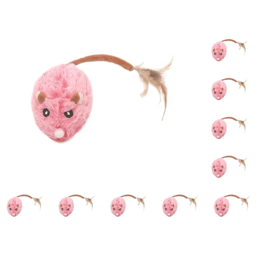 Lot de 10 souris électriques interactives pour chat, faciles à et durables, robustes et durables, jouets automatiques pour chat, rose