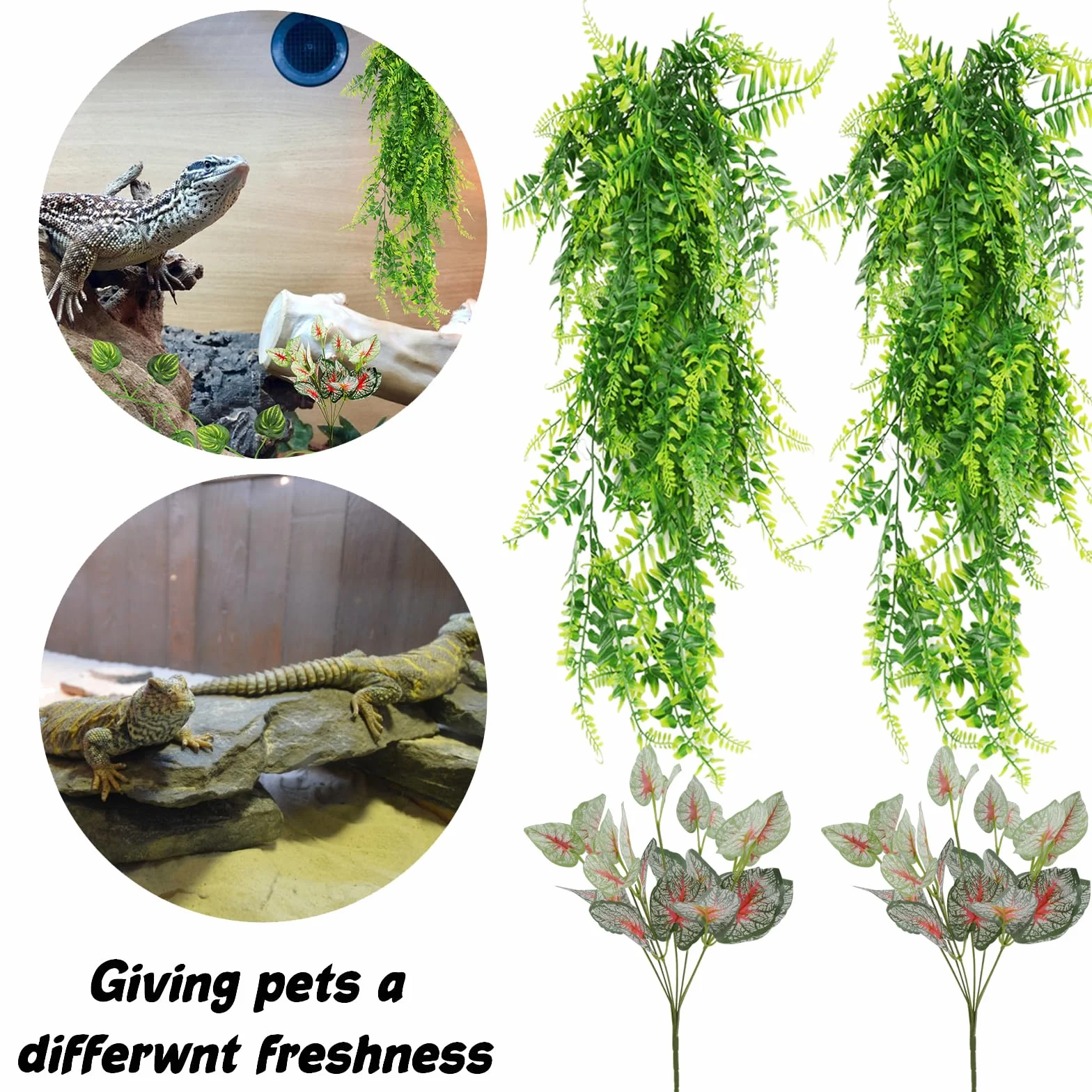 QUOZUO Plante Suspendue Artificielle, Terrarium Décoration Vigne pour Lézard Escalade