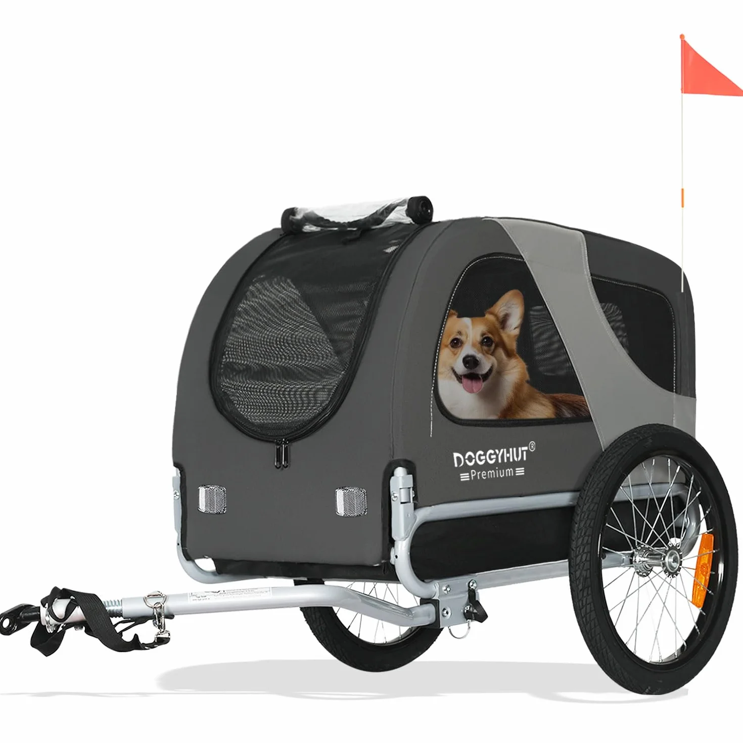 DOGGYHUT® Remorque de vélo pour chiens 23 kg pliable