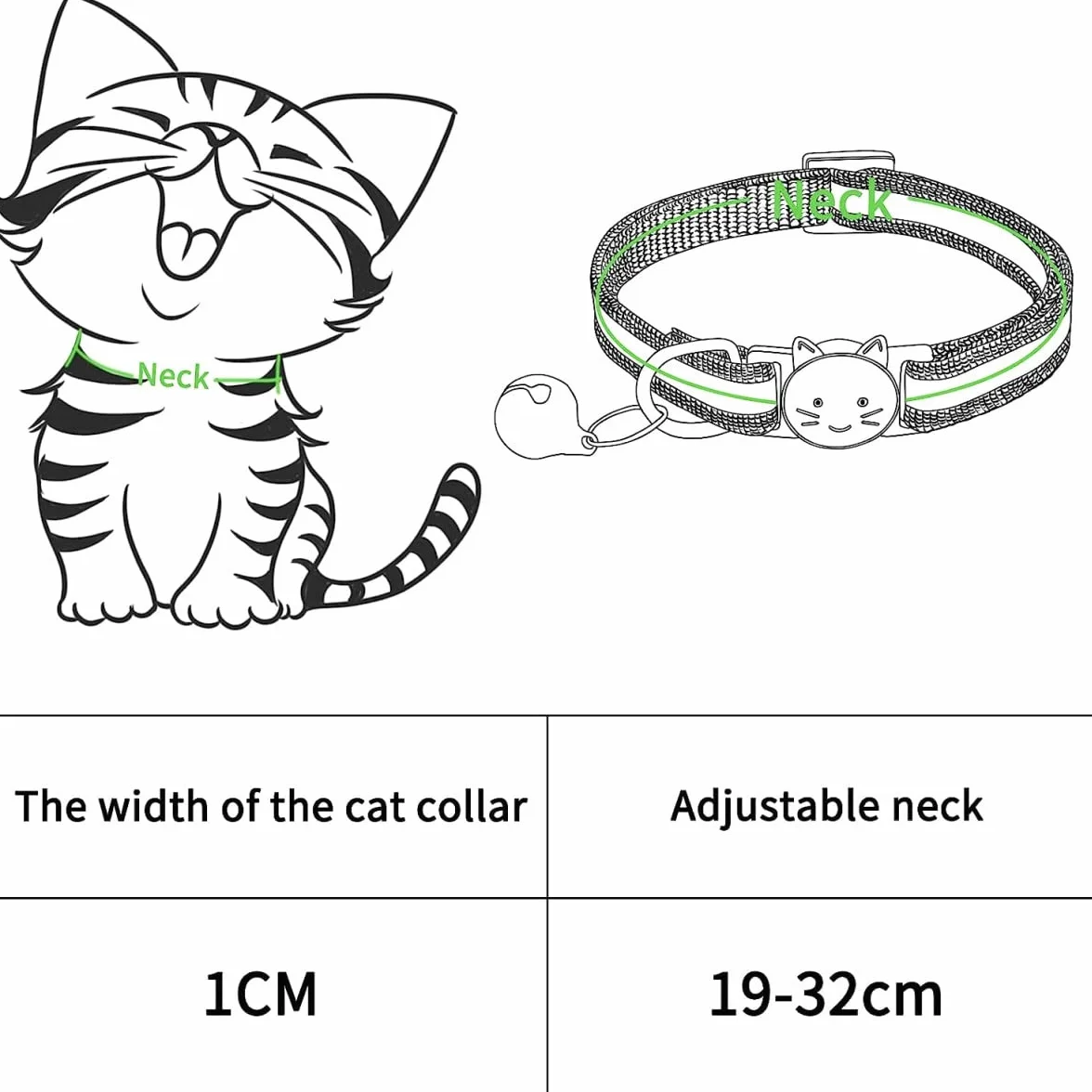 Collier Chat Réfléchissant 4 Pièces Réglable Anti Étranglement avec Clochette et Boucle de Sécurité