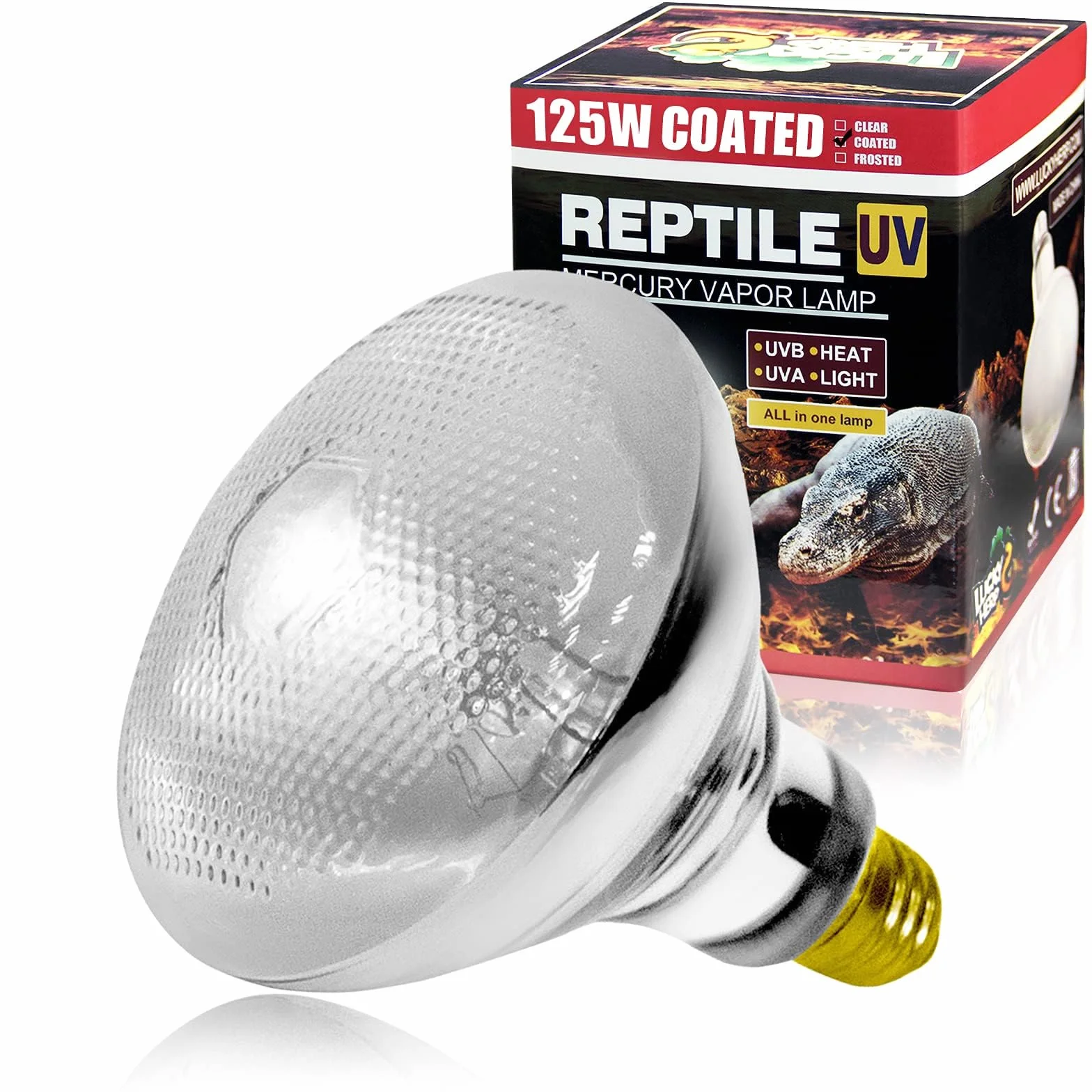 Lampe chauffante UVA UVB pour terrarium E27 125W LUCKY HERP reptiles