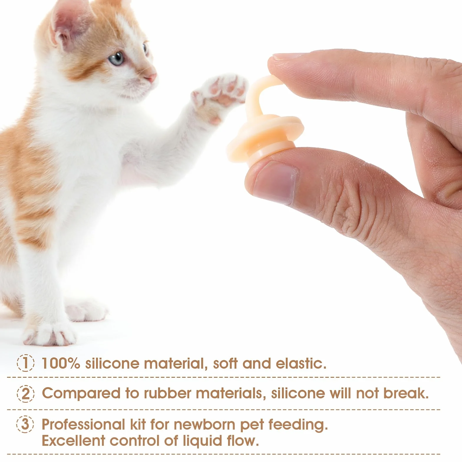 Lot de 4 Mini Seringues à Tétons Miracles Silicone pour Chatons et Chiots