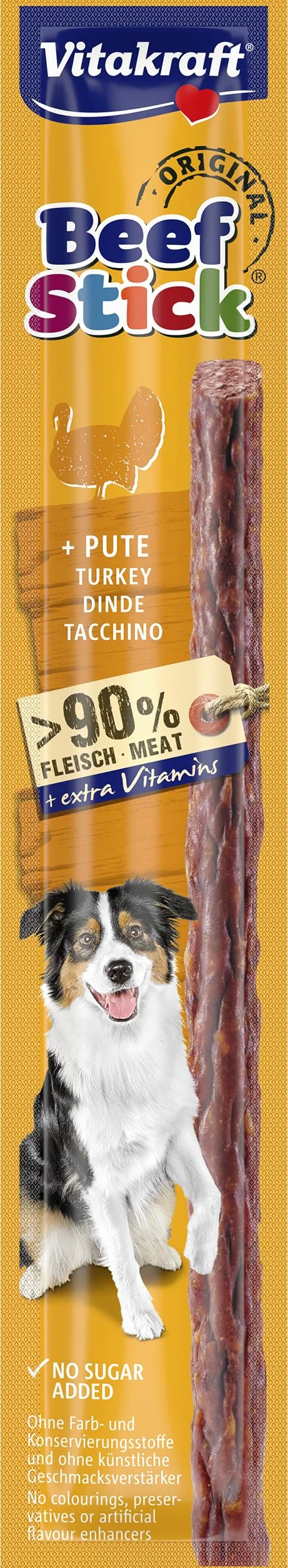 VITAKRAFT Beef Stick Friandise pour Chien Stick De Viande À La Dinde sans Sucres Ajoutés 1X 12G