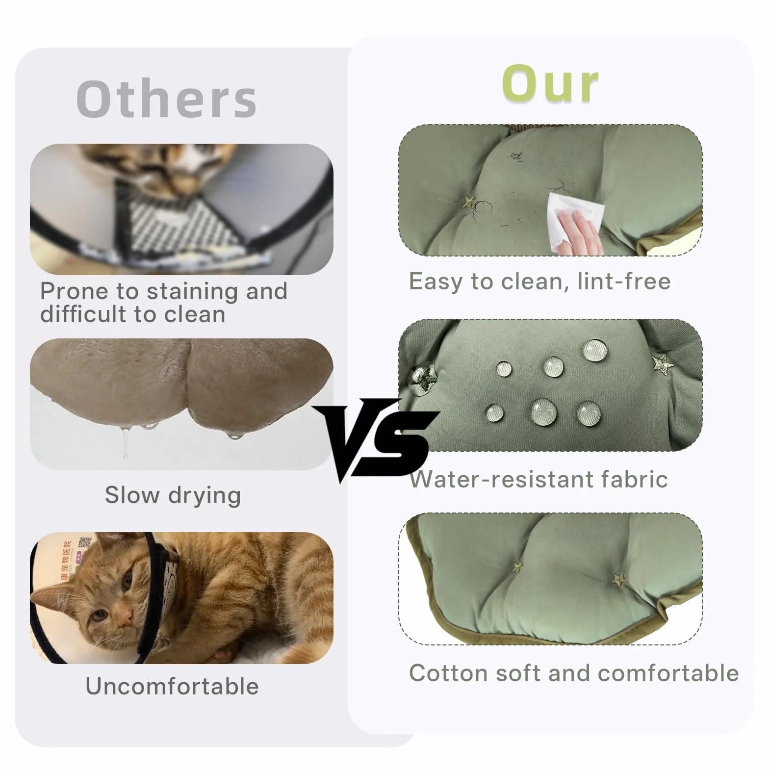 Collerette Chat Anti Léchage Imperméable Protection Après Opération pour Chats et Chiots (Vert S)