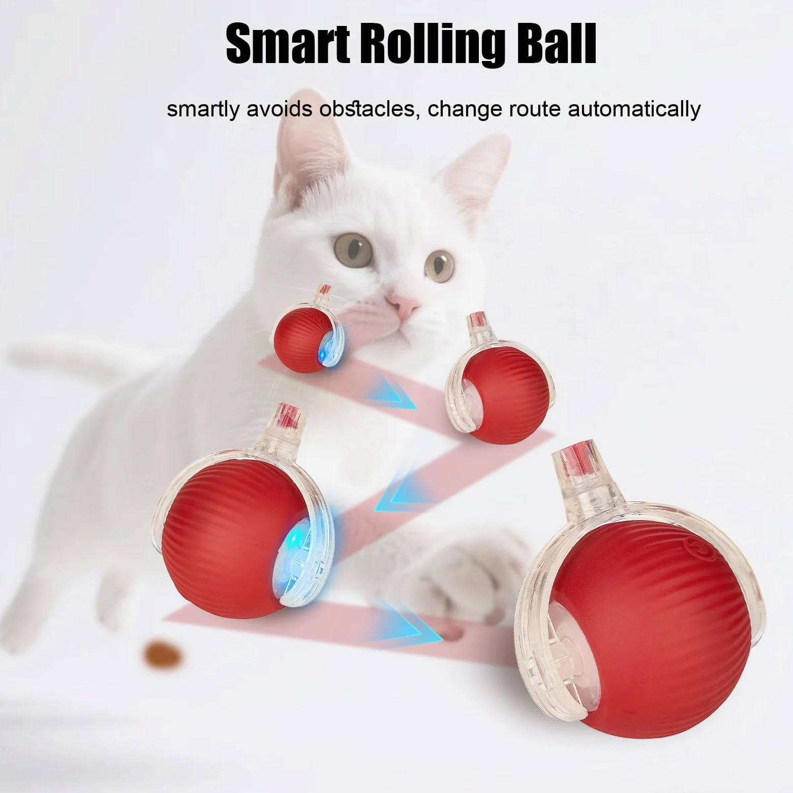 Balle interactive pour chat, rechargeable et automatique, avec queue, jouet à déplacement rapide pour chaton d'intérieur ennuyé chiot