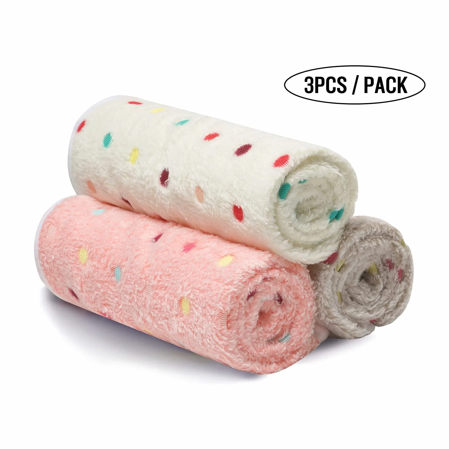 Luciphia Couverture en Peluche Ultra-Souple pour Chien Chat 3 Pièces Point Clair Small 60x40cm