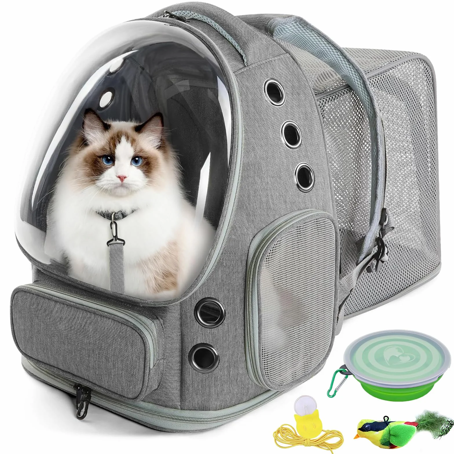 Sac à Dos pour Chat Respirant Grand Espace Sac Transport Chat Extensible avec Harnais Intérieur pour Voyager Randonnée