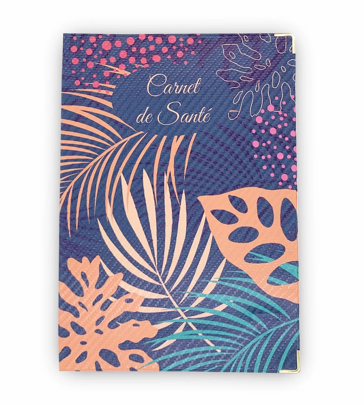 Protège Carnet de Santé en Gomme Expansée Texturée – Étui Carnet Bébé Enfant Fille ou Garçon Adulte – Fabriqué en France – Modèle Tropical Bleu
