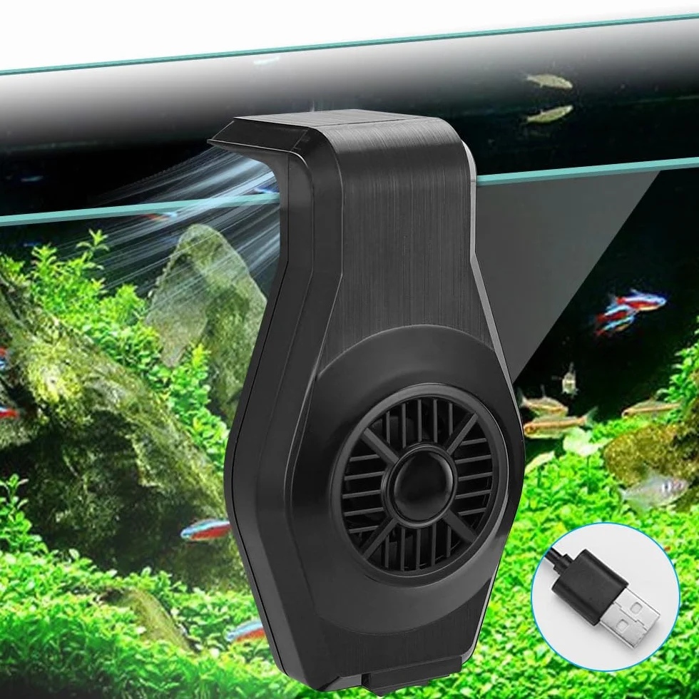 MiOYOOW Mini Refroidisseur d'aquarium, Petit Ventilateur d'aquarium USB Silencieux Refroidisseur d'aquarium Mural à Économie d'énergie avec Large Sortie d'air pour Eau Douce et Eau Salée