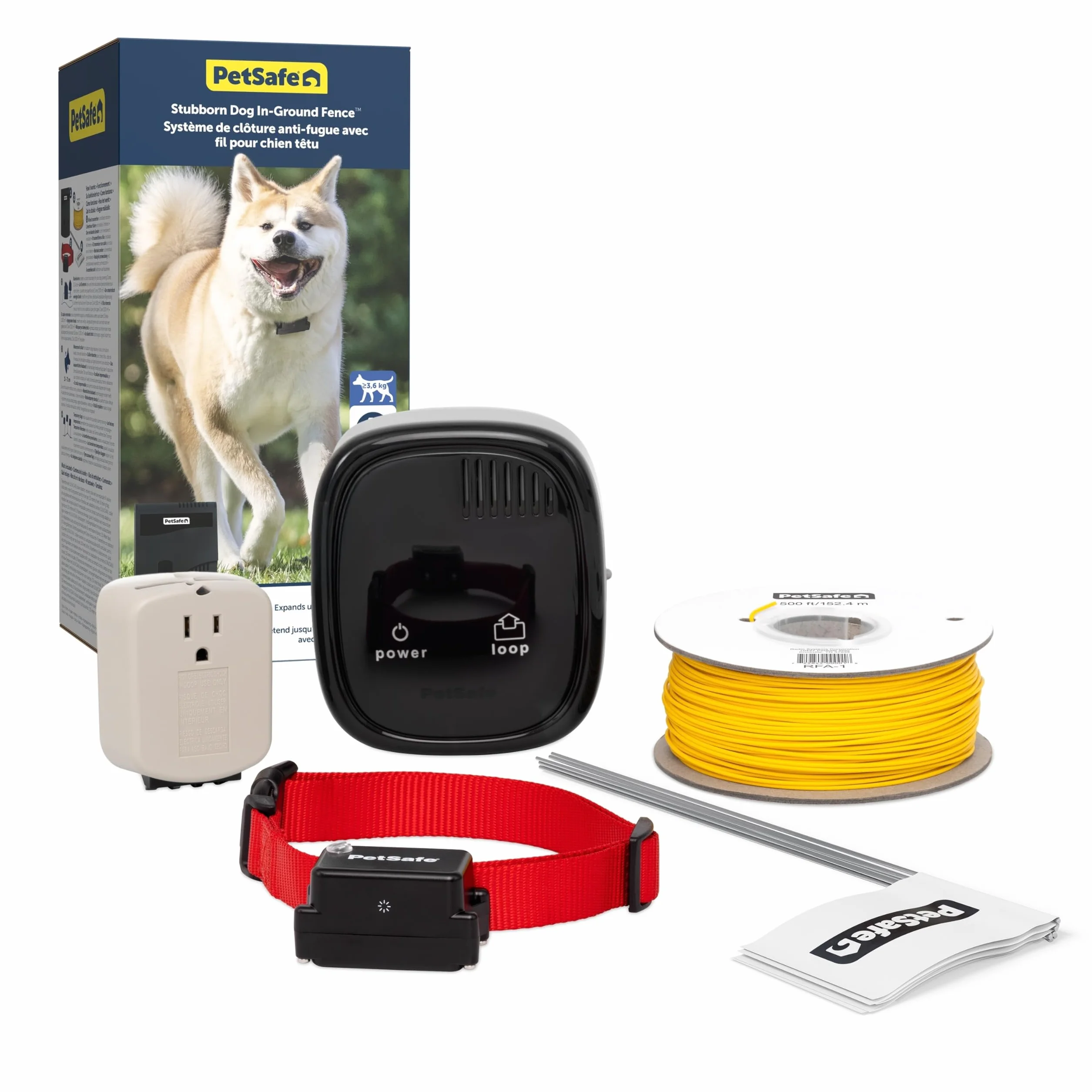 PetSafe Système de clôture enterré pour Chiens têtus Correction Statique Haute Intensité Modes Sonore Vibration Collier Ajustable Imperméable Design Évolutif