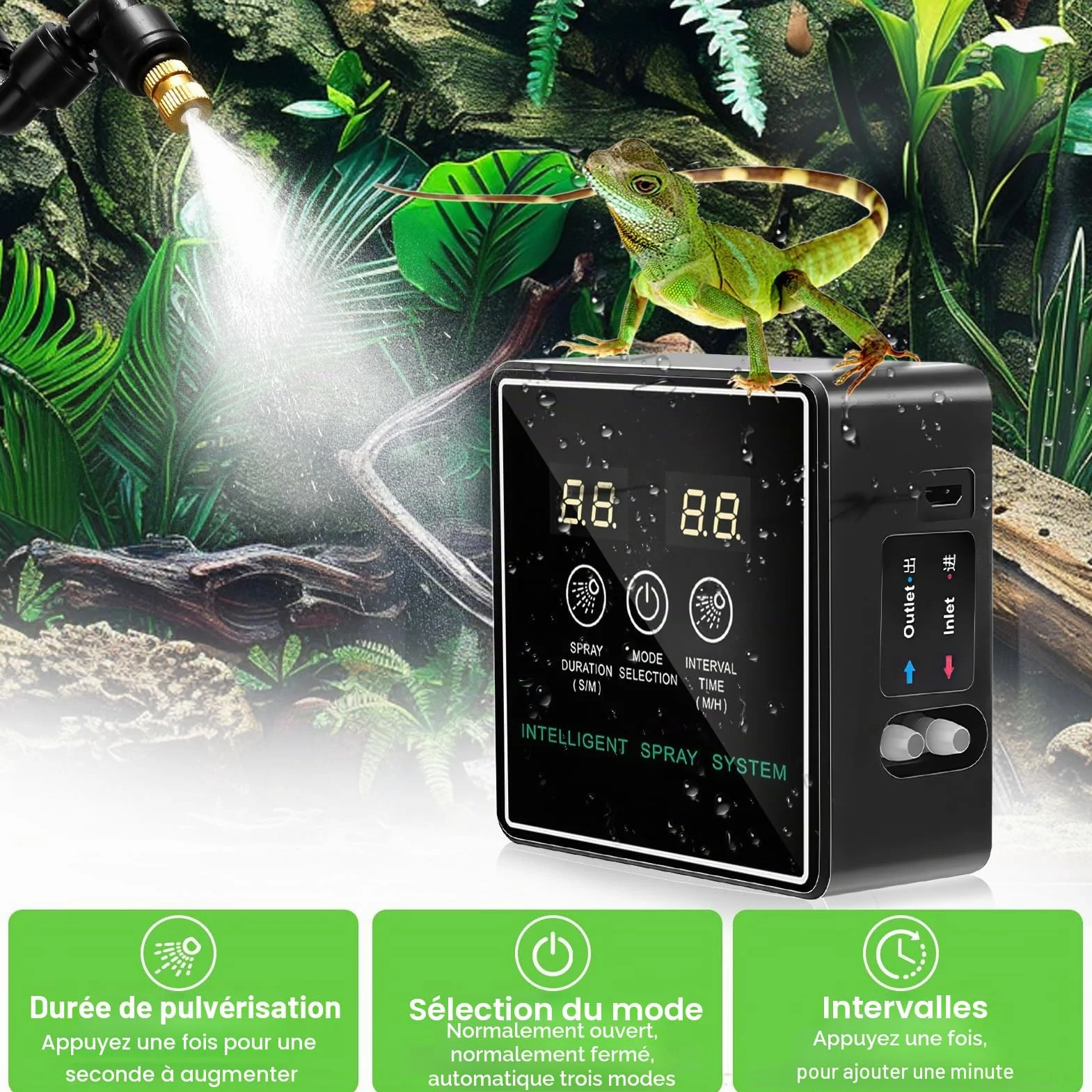 Humidificateur Intelligent pour Terrarium - Brumisateur Reptiles, Amphibiens