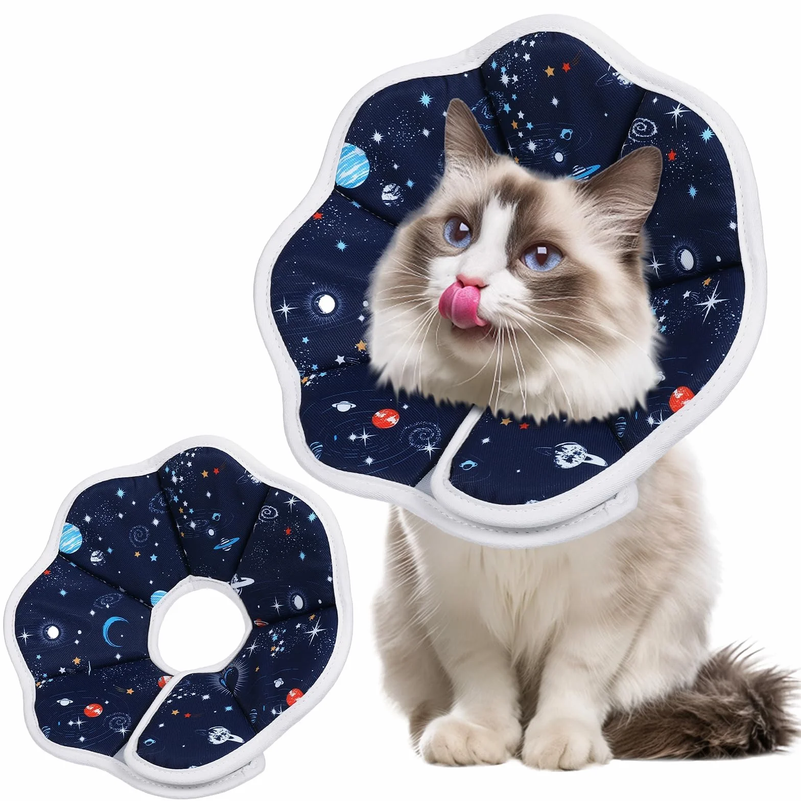 JunD Collier de Récupération Souple Chat, Collerette Post-Opératoire Réglable, Tour de Cou Chat Souple Respirant Imperméable Lavable